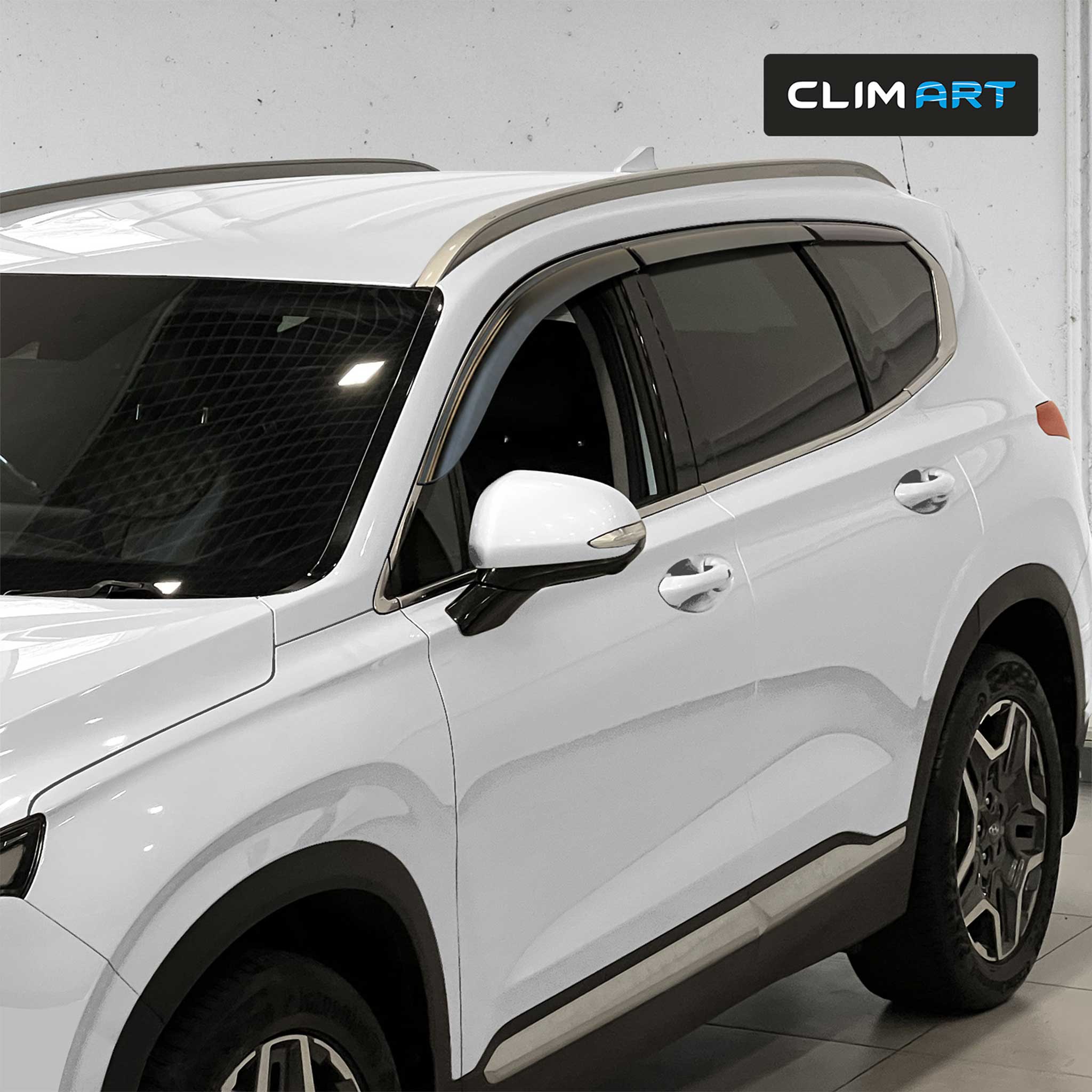 Clim Art Wind Deflectors for Hyundai Santa Fe 2019-2023 Tape-On Dark Smoke 6Pcs