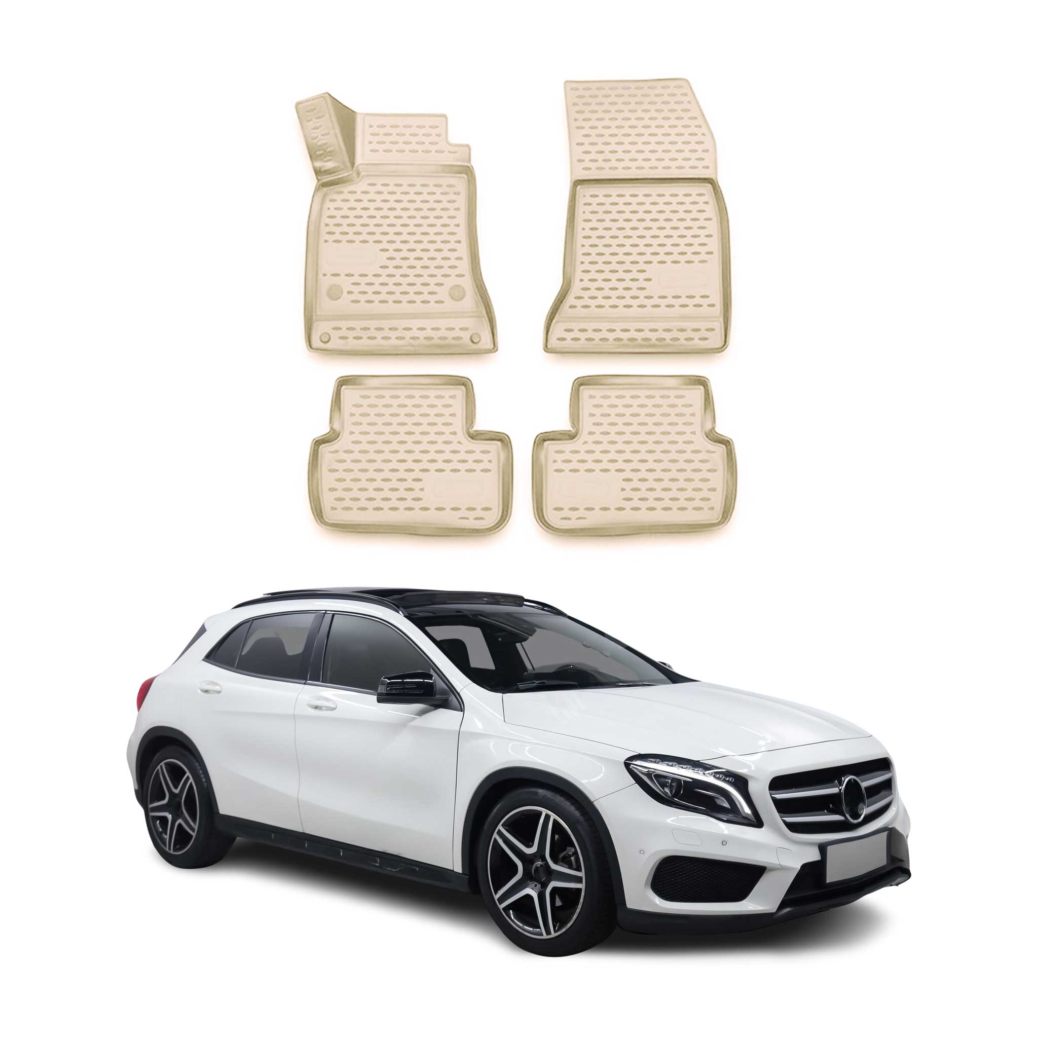 2013-2019 Mercedes CLA 45 AMG C117 Floor Mats Liners Full Set All Weather Beige