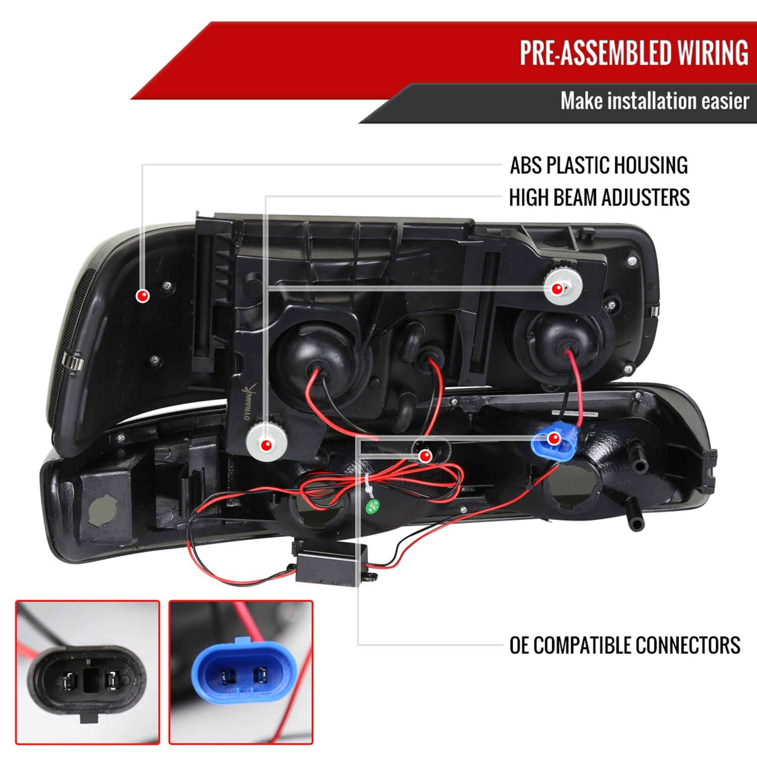 1999-2002 Chevy Silverado/ Tahoe Suburban Headlights Bumper Lights Black Smoke