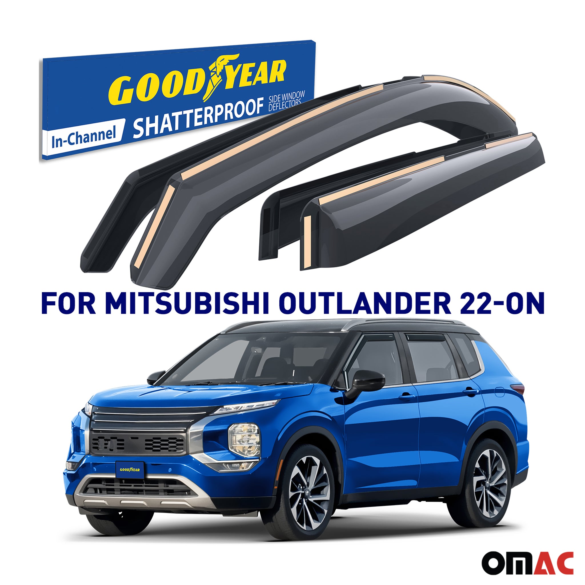 Goodyear Wind Deflectors for Mitsubishi Outlander 2022-2025 In-channel Smoke 4x