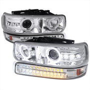 1999-2002 Chevy Silverado/ Tahoe/Suburban Dual Halo Headlights LED Chrome