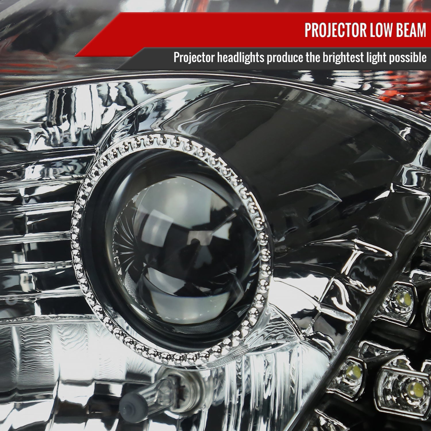 2003-2005 Nissan 350Z Projector Headlights w/ SMD LED Light Strip Chrome/Smoke