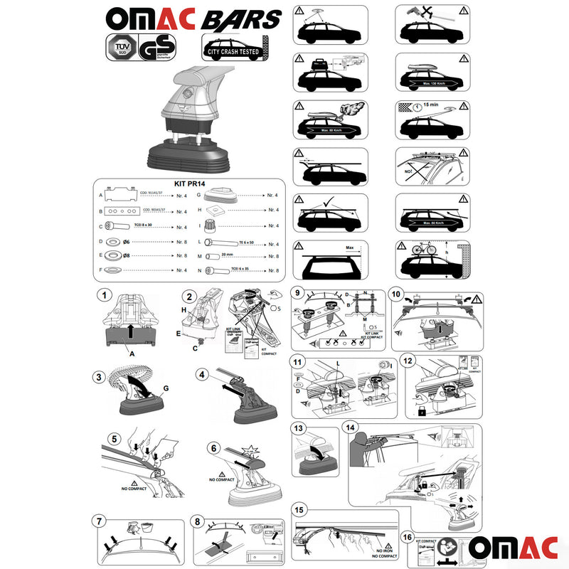 2014-2020 Nissan Rogue Roof Rack Cross Bars Black