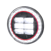 Universal 7" Round Cree LED Red Rim Halo Projector Headlight - 1PC Matt Black