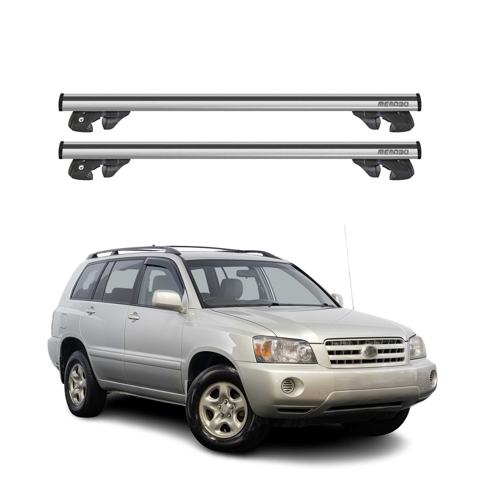 1998-2007 Toyota Land Cruiser Roof Rack Cross Bars Silver