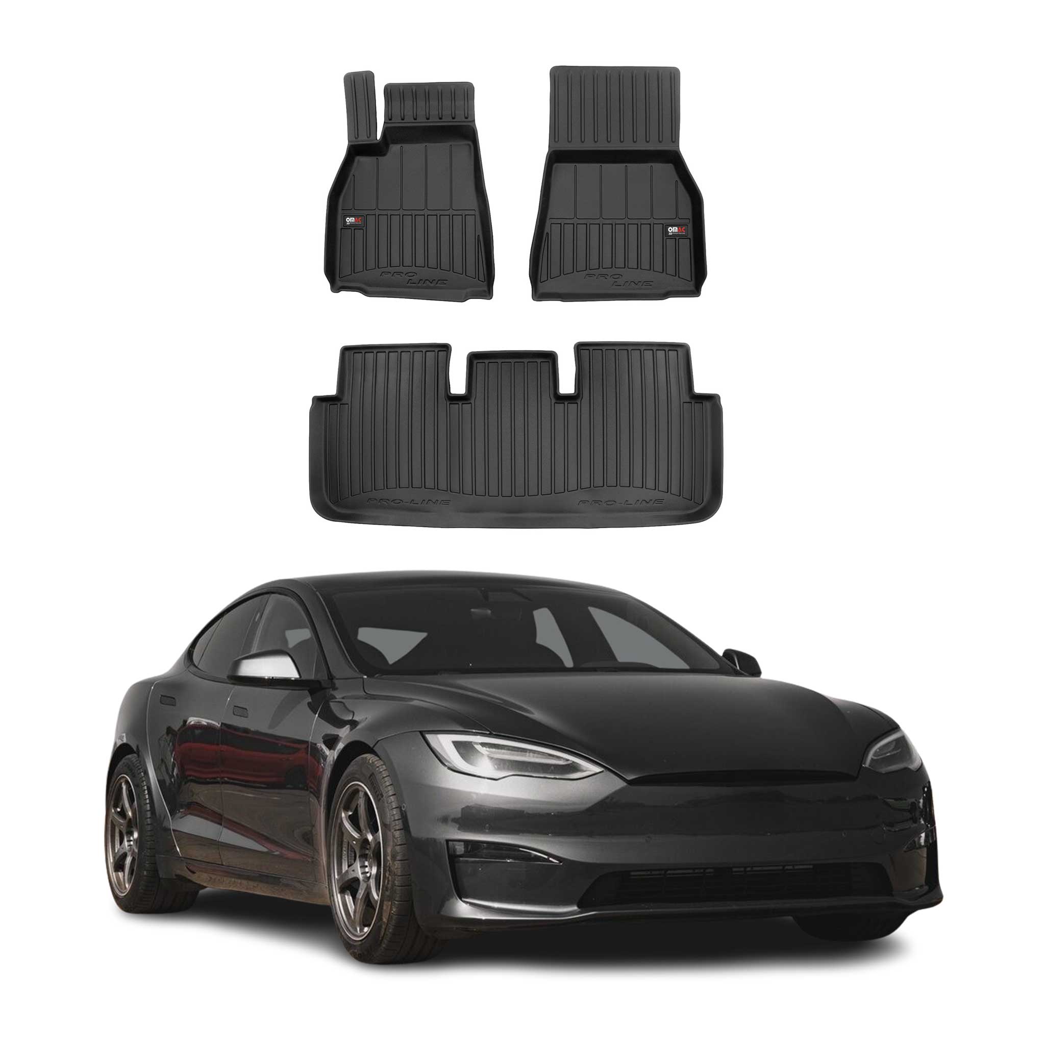 2021-2024 Tesla S Premium Floor Mats Liners Full Set All Weather Heavy Duty Black
