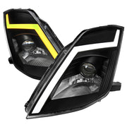 2003-2005 Nissan 350Z Turn Signal Animated LED Bar Projector Headlights Black