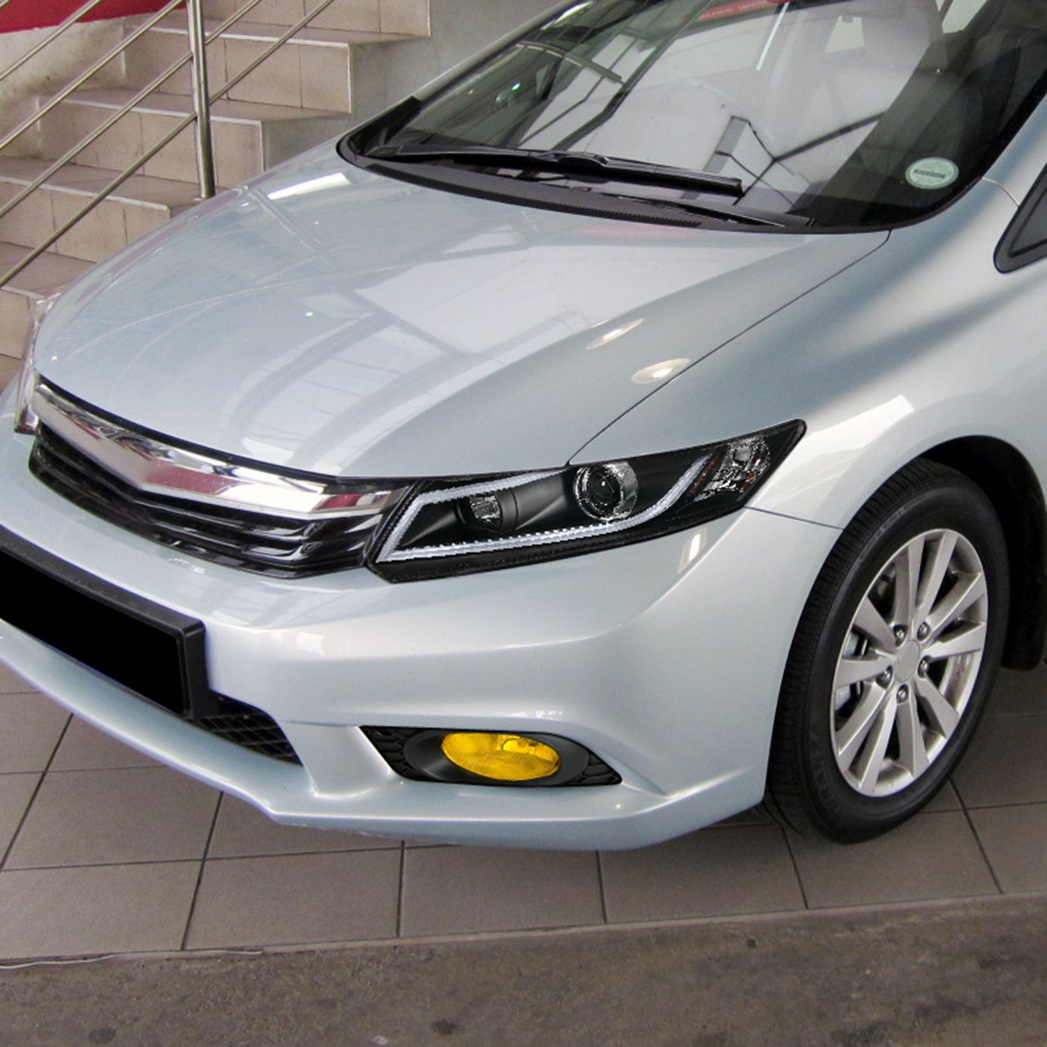 2012 Honda Civic Sedan H11 Fog Lights Kit Chrome Housing/Yellow Lens