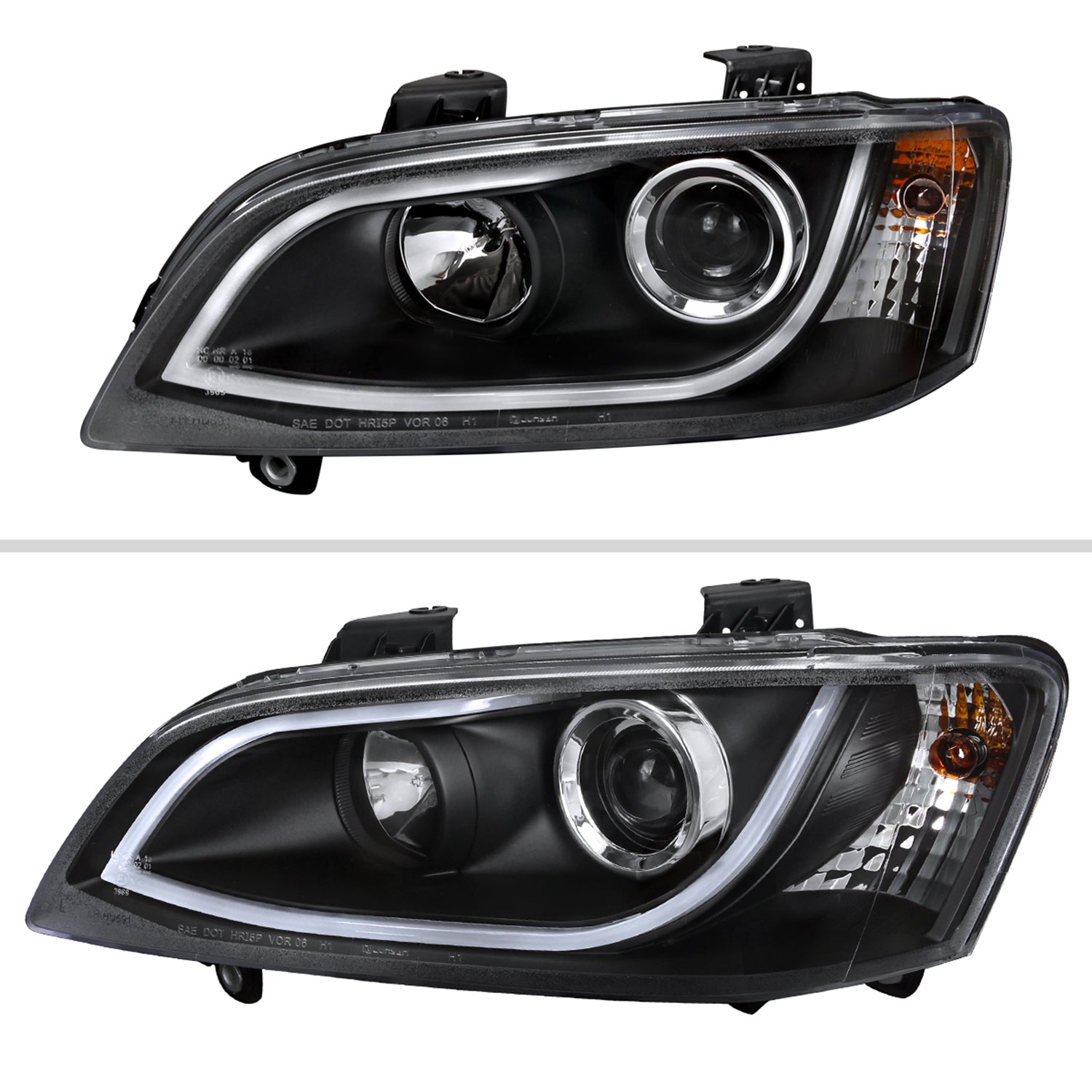 2008-2009 Pontiac G8 LED Bar Projector Headlights Matte Black/Clear Lens
