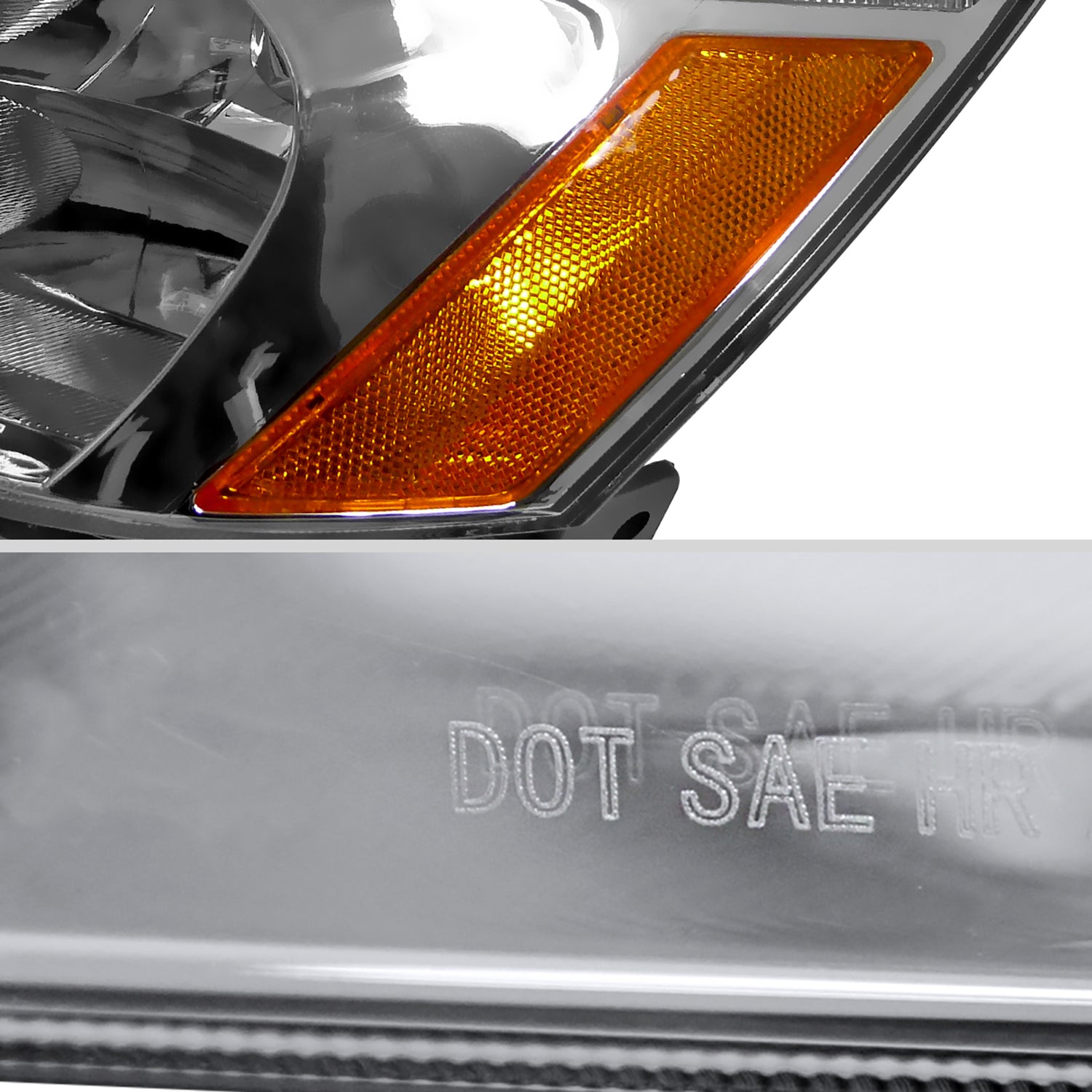 2003-2007 Honda Accord Factory Style Headlights w/Amber Reflector Chrome/Clear