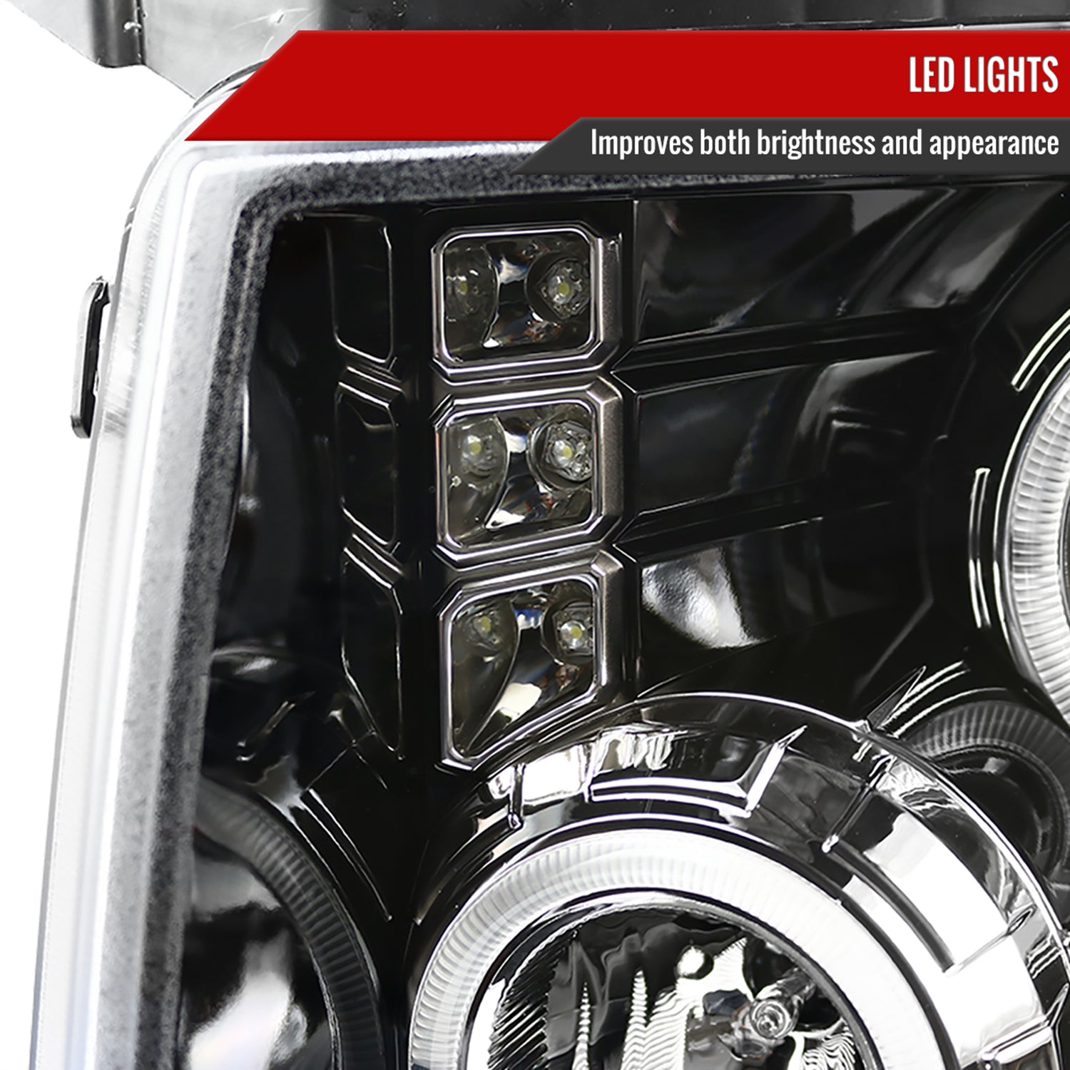 2009-2014 Ford F-150 Dual Halo Projector Headlights Jet Black/Clear Lens