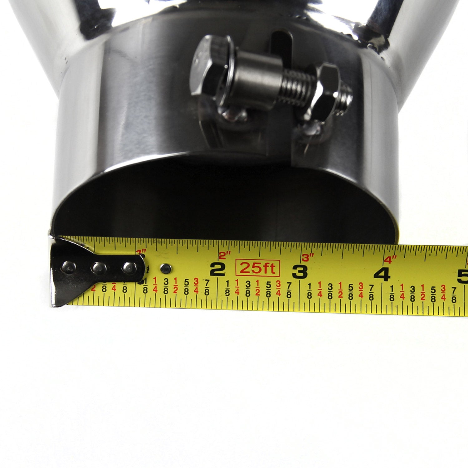 Universal 4" Inlet/8" Outlet Chrome Stainless Steel Bolt-On Angled Exhaust Tip