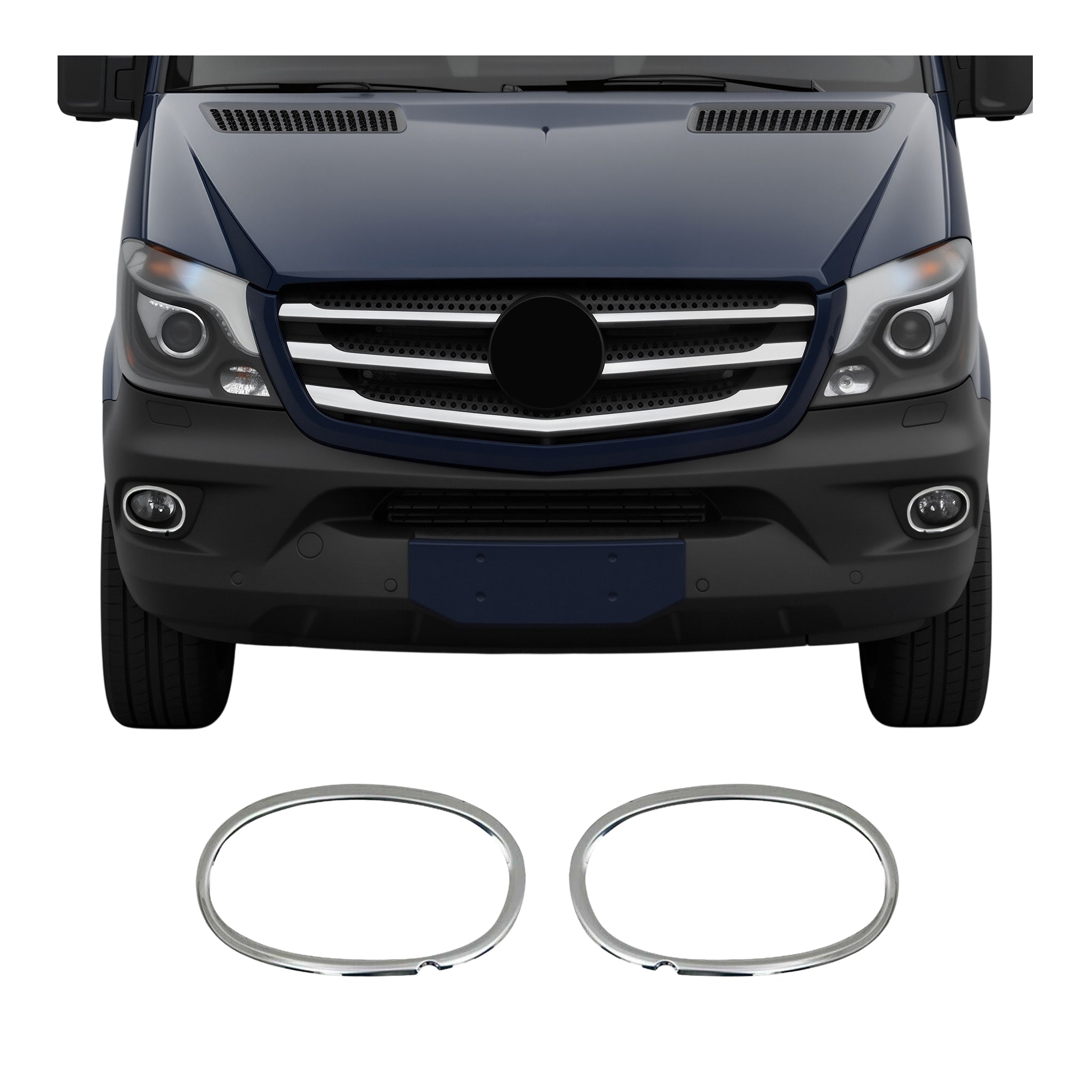 Fog Light Lamp Bezel Cover for Mercedes Sprinter W906 2013-18 S.Steel Chrome 2x