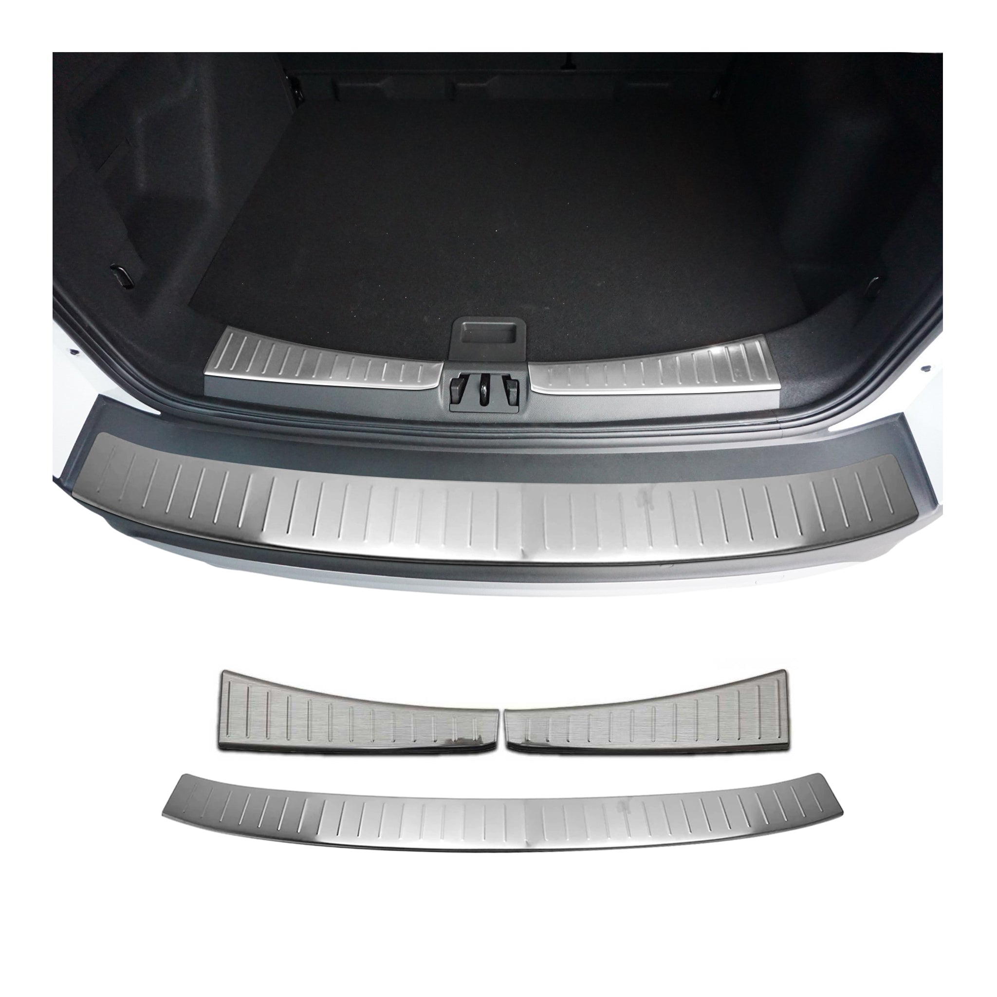 Rear Bumper Guard & Trunk Sill Cover Set for Ford Escape 2017-19 FL Brushed 3Pcs