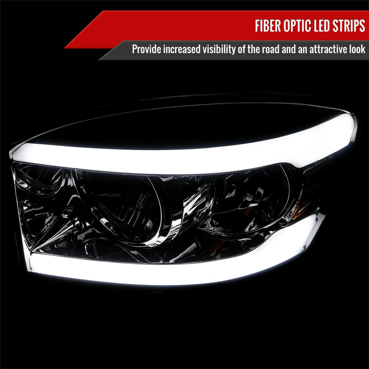 2006-2008 Dodge RAM 1500/ RAM 2500 3500 LED Factory Crystal Headlights Chrome