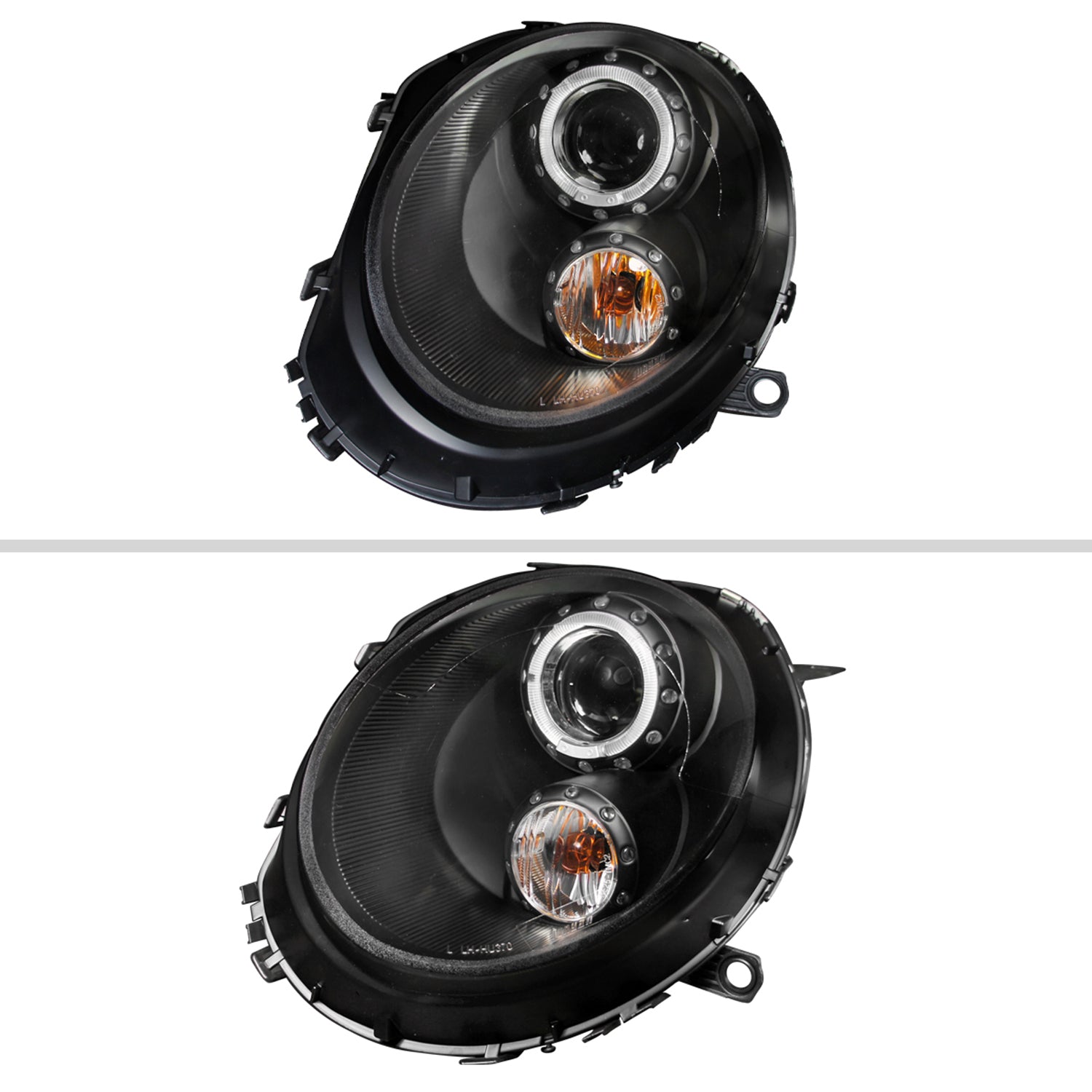 2007-2015 Mini Cooper R55 R56 R57 R58 R59 Single Halo Headlights Black