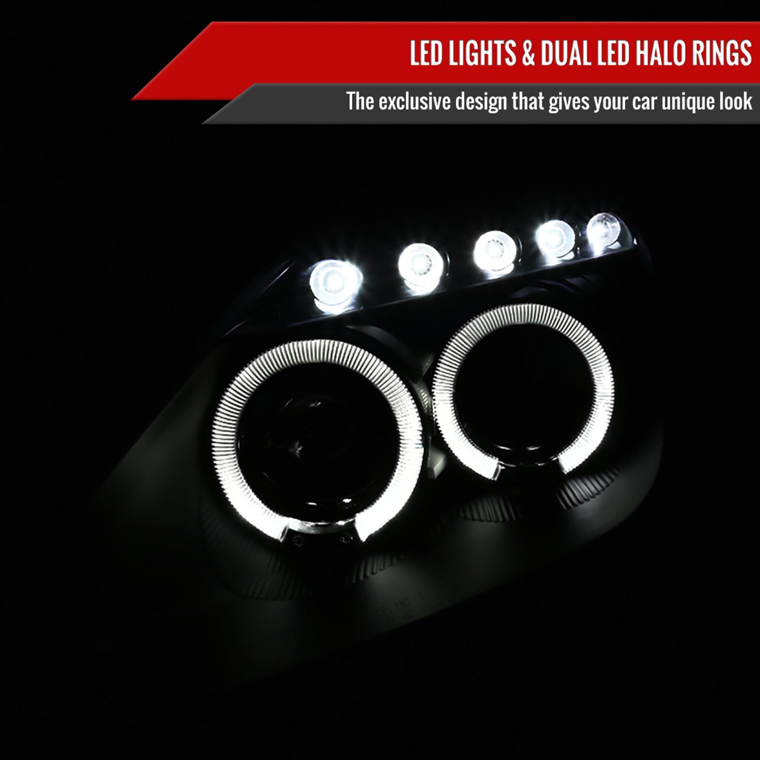 2000-2005 Toyota Celica Dual Halo Projector Headlights Matte Black/Clear Lens