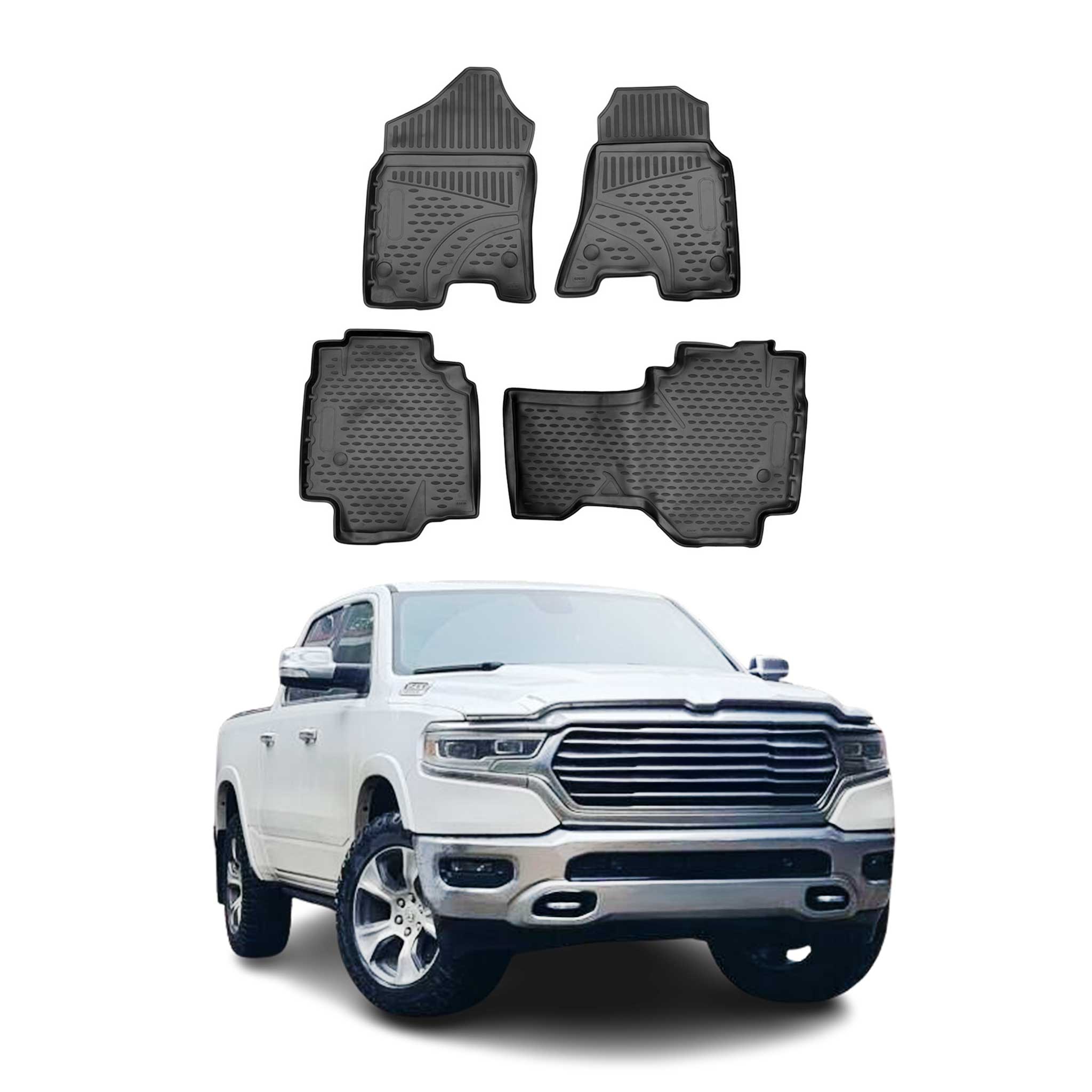 2019-2024 Dodge Ram 1500 Quad Cab Floor Mats Liners Full Set All Weather