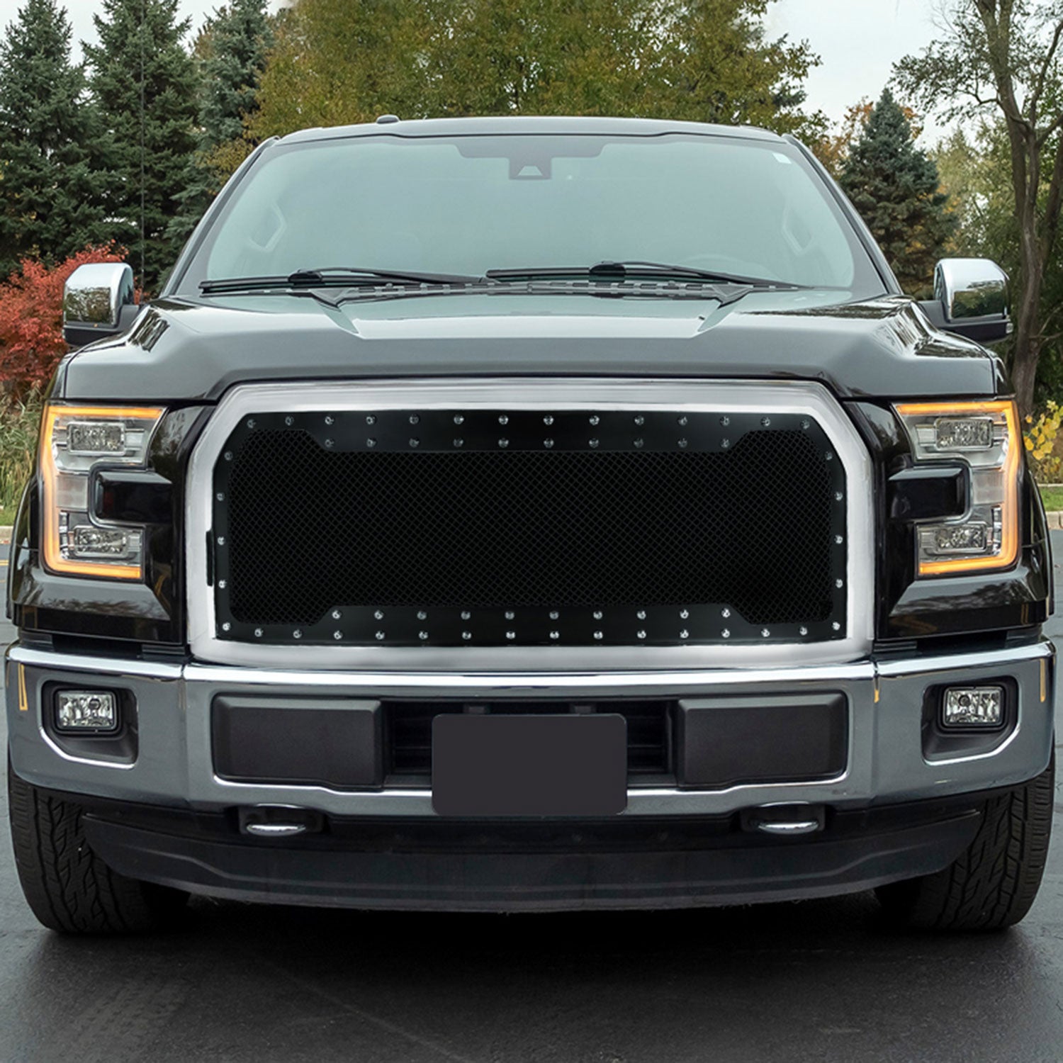 2015-2017 Ford F-150 Chrome ABS Rivet Style Grille w/ Stainless Steel Mesh