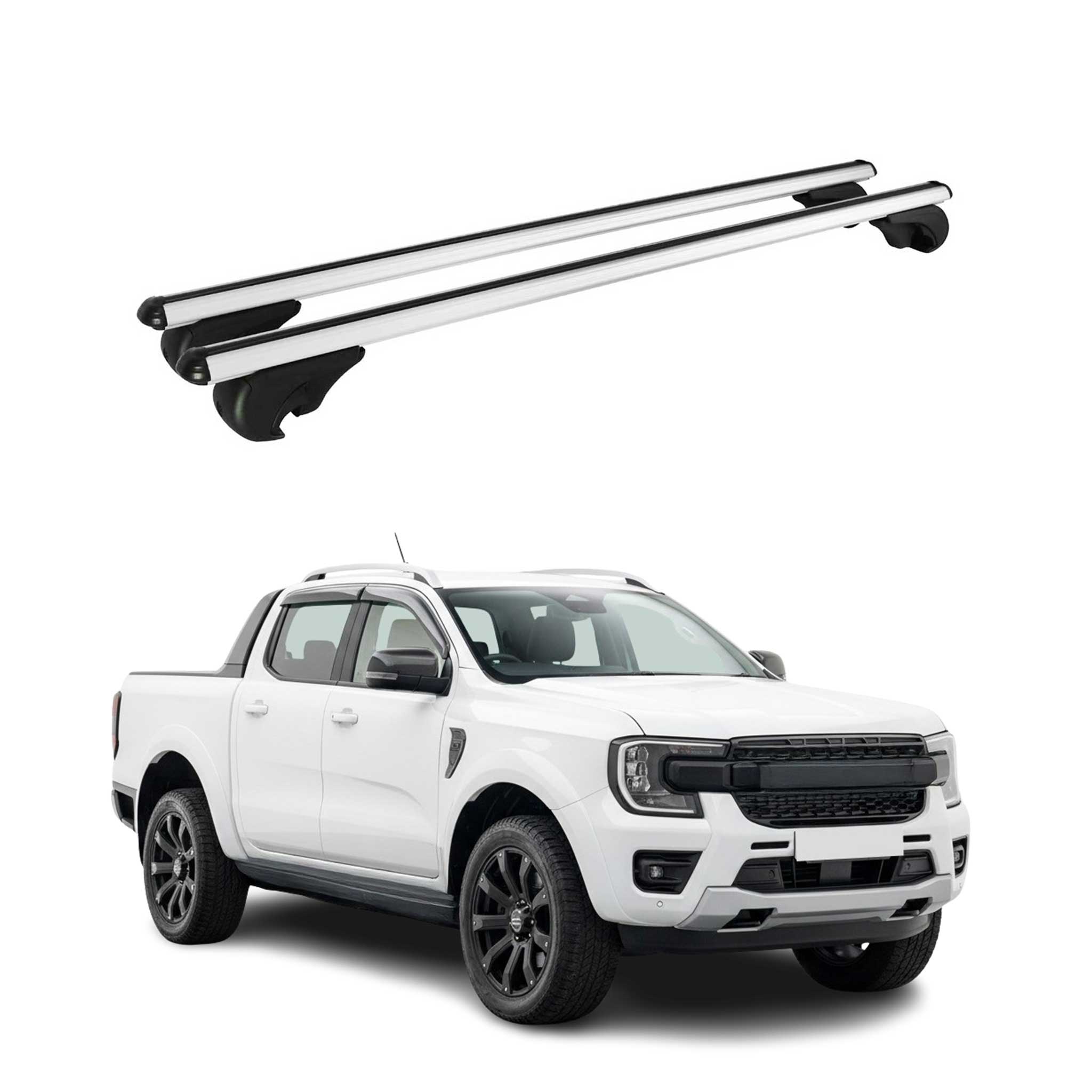 Roof Rack Cross Bars Luggage Carrier for Ford Ranger 2024-2026 TÜV Gray 2 Pcs