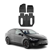 2022-2024 Tesla X Premium Floor Mats Liners First and Second Row Set Black