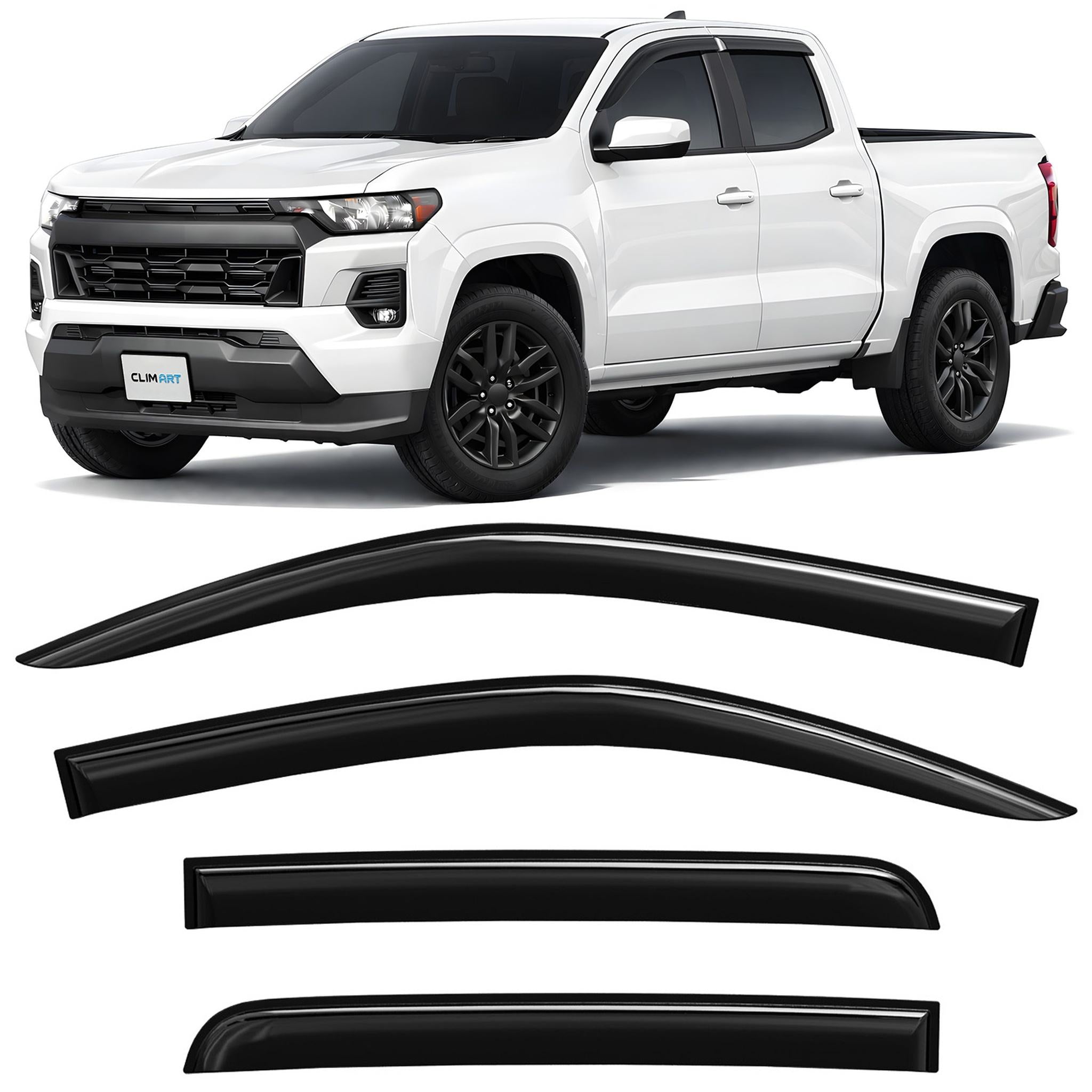 Clim Art Wind Deflectors for Chevrolet Colorado 2023-2026 Crew Cab Dark Smoke 4x