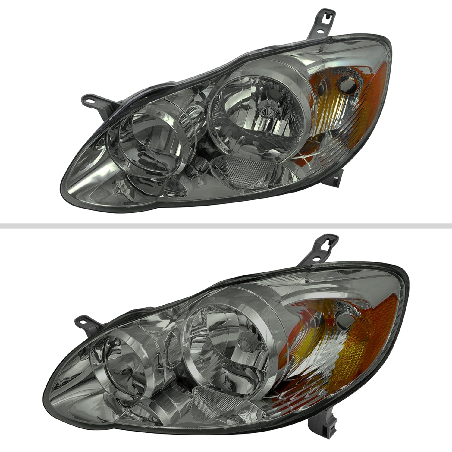 2003-2008 Toyota Corolla Factory Style Headlights Chrome/Light Smoke Lens