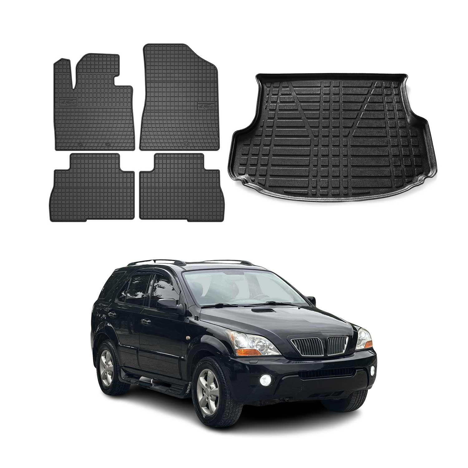 2014-2015 Kia Sorento Floor Mats & Cargo Liner Full Set All Weather Black