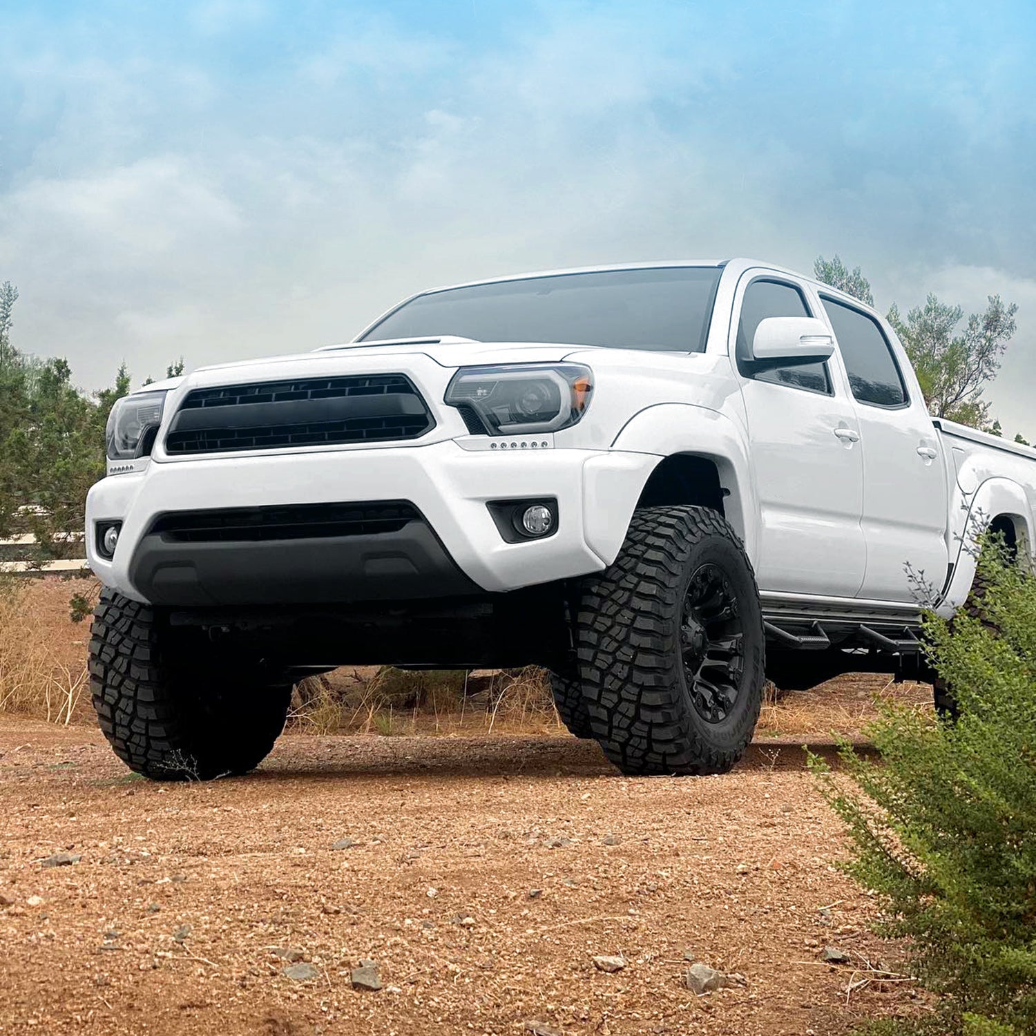 2012-2015 Toyota Tacoma LED C-Bar Projector Headlights Jet Black/Clear Lens