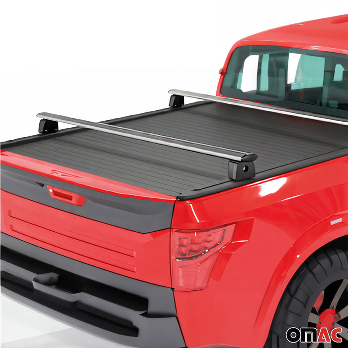 Menabo Truck Bed Rack fits Universal Aluminum Pick Up Ladder Rack Silver 2Pcs
