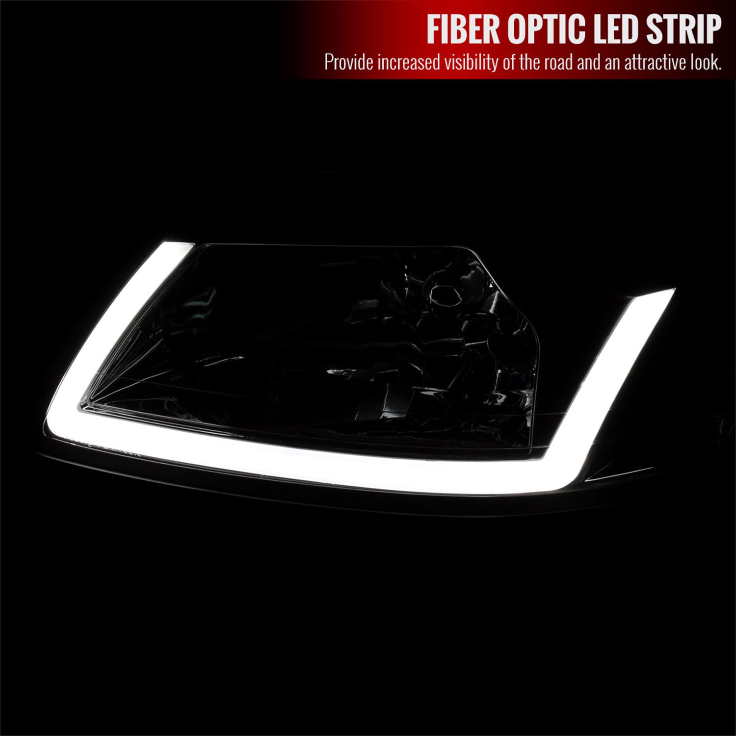 1999-2004 Ford Mustang LED Bar Factory Headlights Amber Reflector Chrome