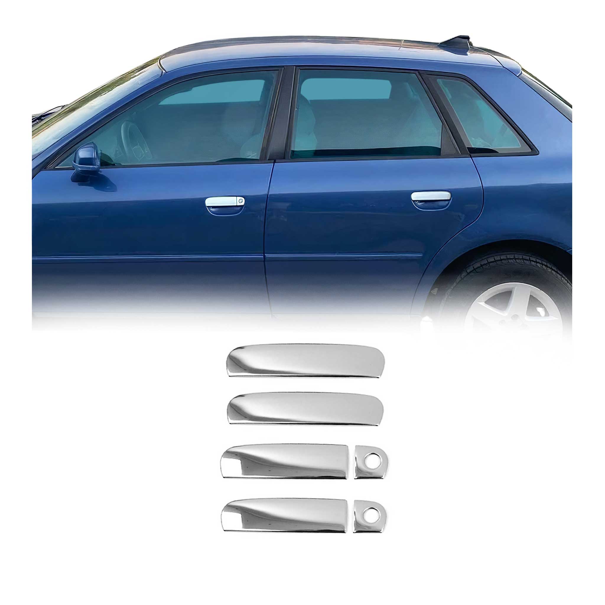 1995-2004 Audi A6 Car Door Handle Cover Protector Stainless Steel Chrome 6 Pcs