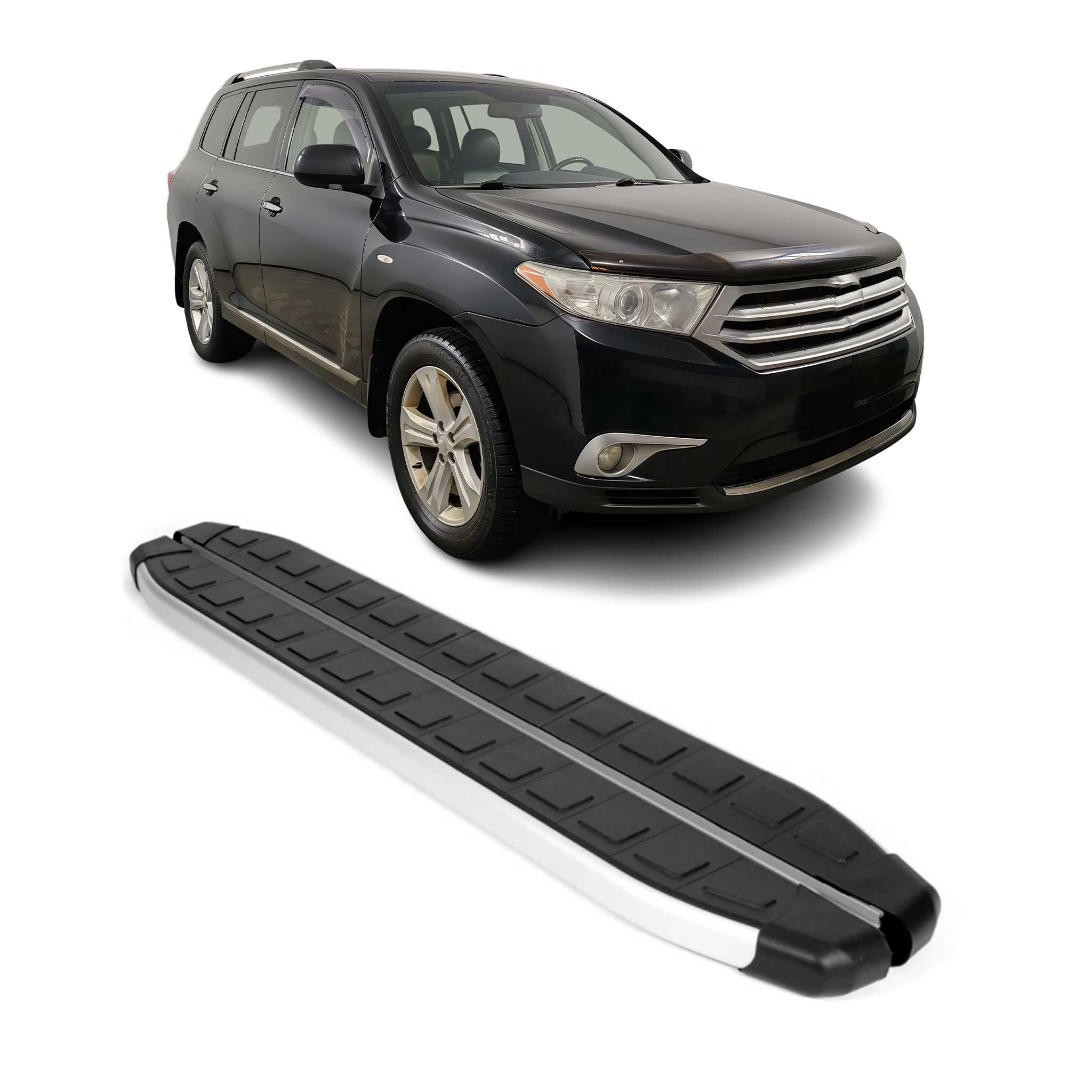 2008-2013 Toyota Highlander Running Boards Side Steps Silver & Black