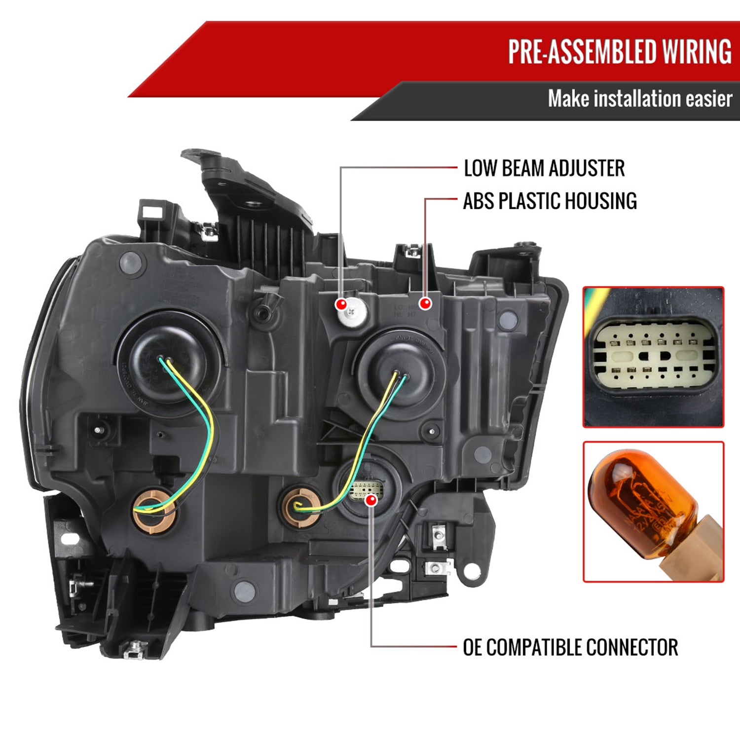 2019-2024 Dodge RAM 2500/3500/4500/5500 Factory Style Headlights Chrome/Smoke