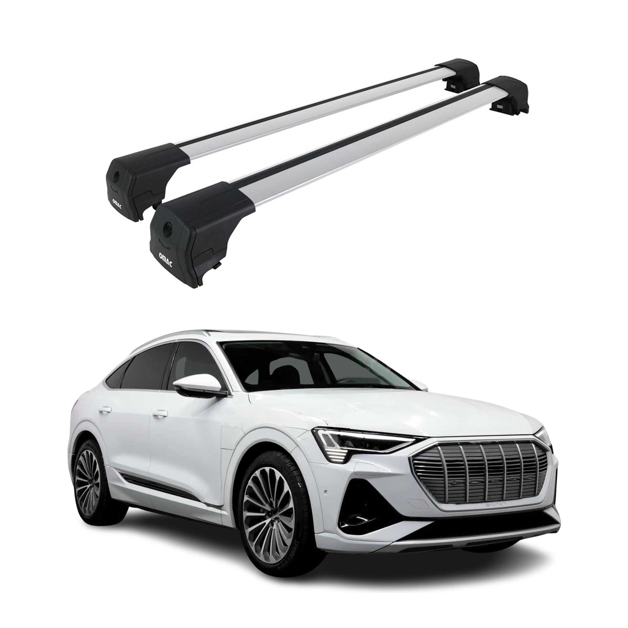 Roof Rack Cross Bars Luggage Carrier for Audi Q8 e-Tron 2024-2026 Gray 2Pcs