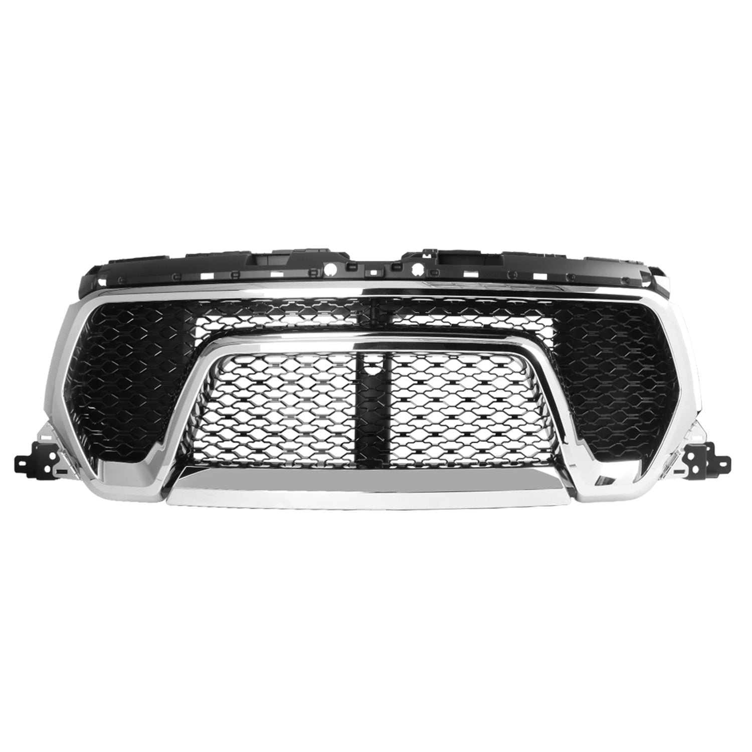 2019-2020 Dodge RAM 1500 Glossy Black ABS Chrome Trim Rebel Style Mesh Grille