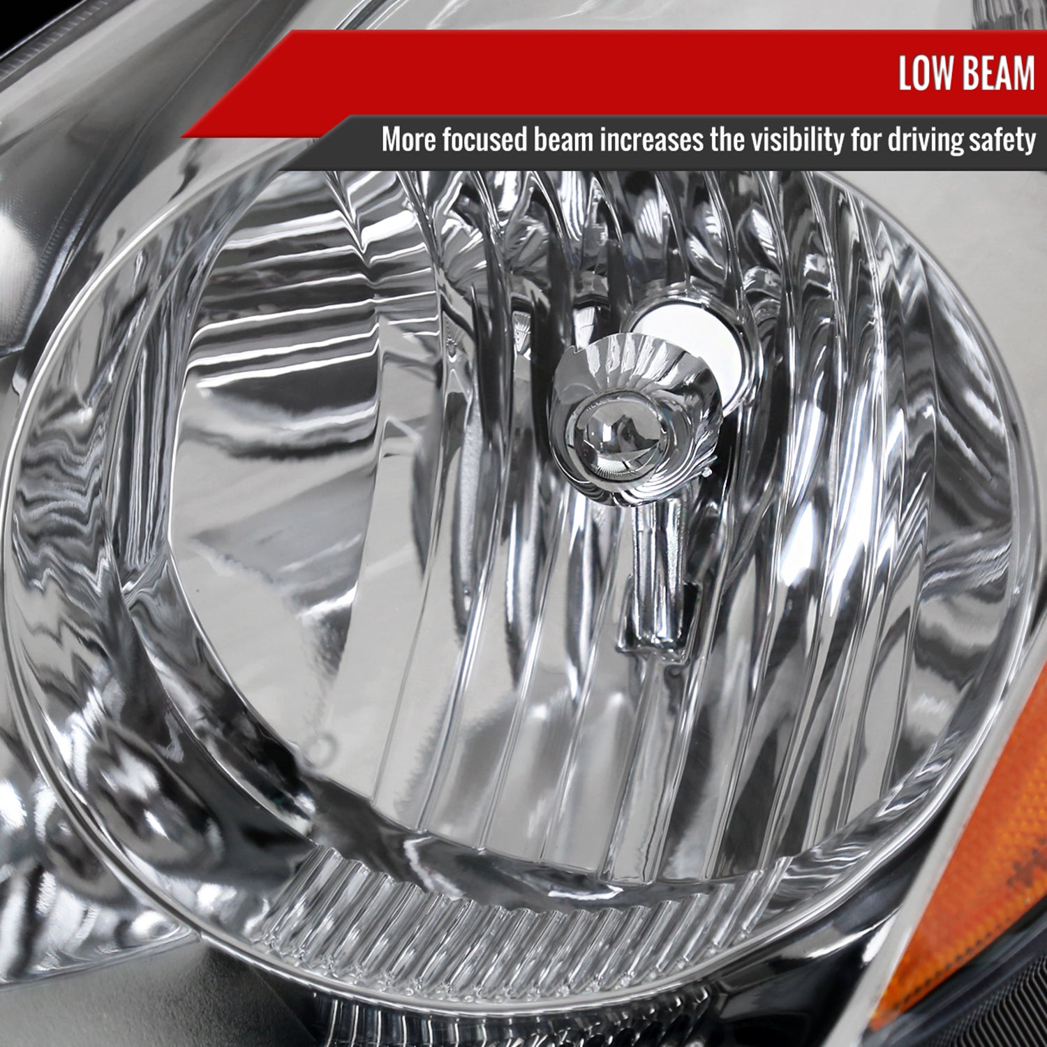 2006-2010 Toyota Sienna Factory Driver/Left Headlight Amber Reflector Chrome