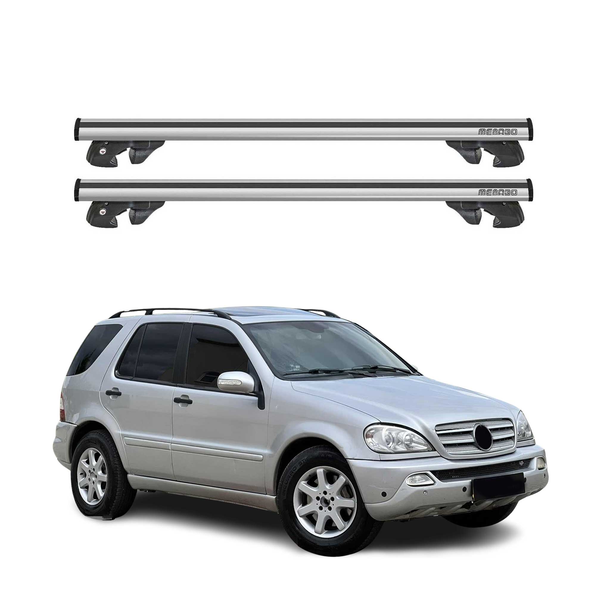 1997-2005 Mercedes M ML Class W163 Roof Rack Cross Bars Silver
