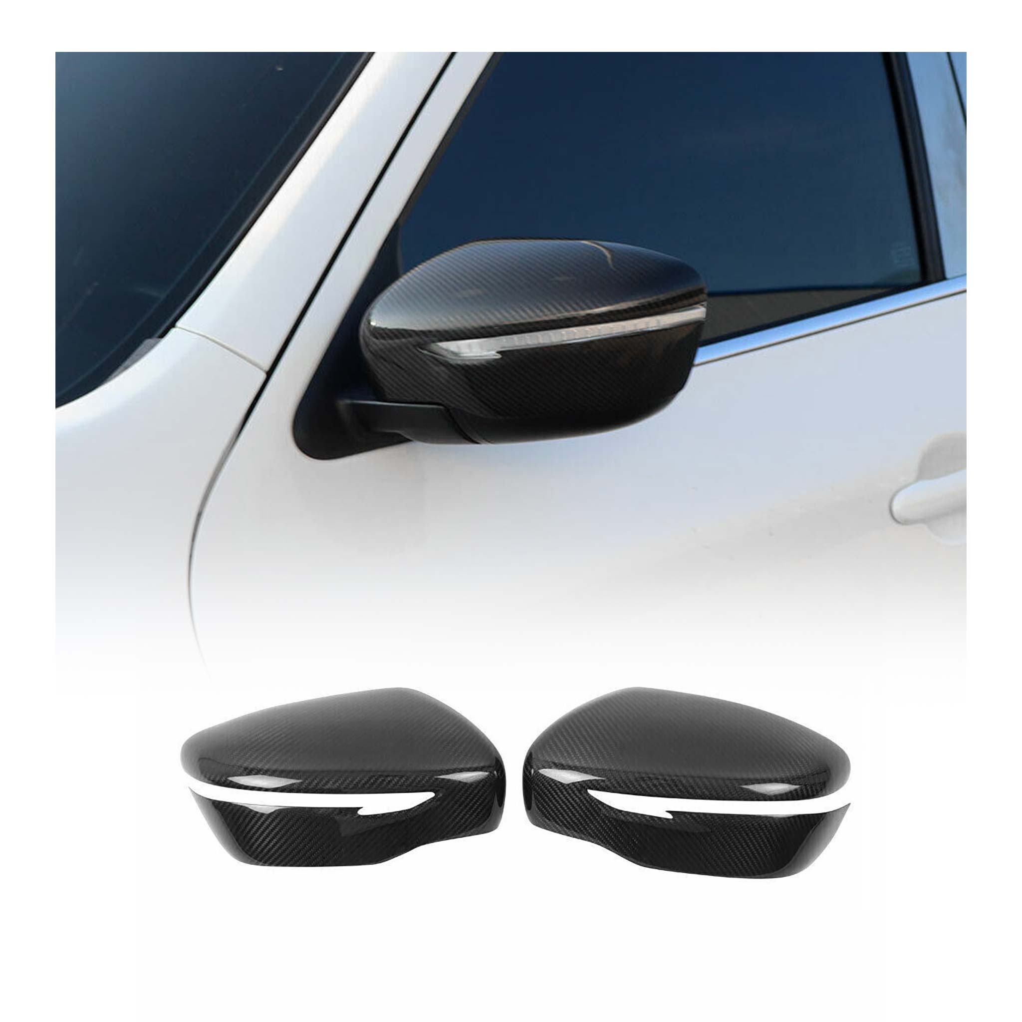 2015-2017 Nissan Juke Side Mirror Cover Caps Carbon Fiber Black 2 Pcs