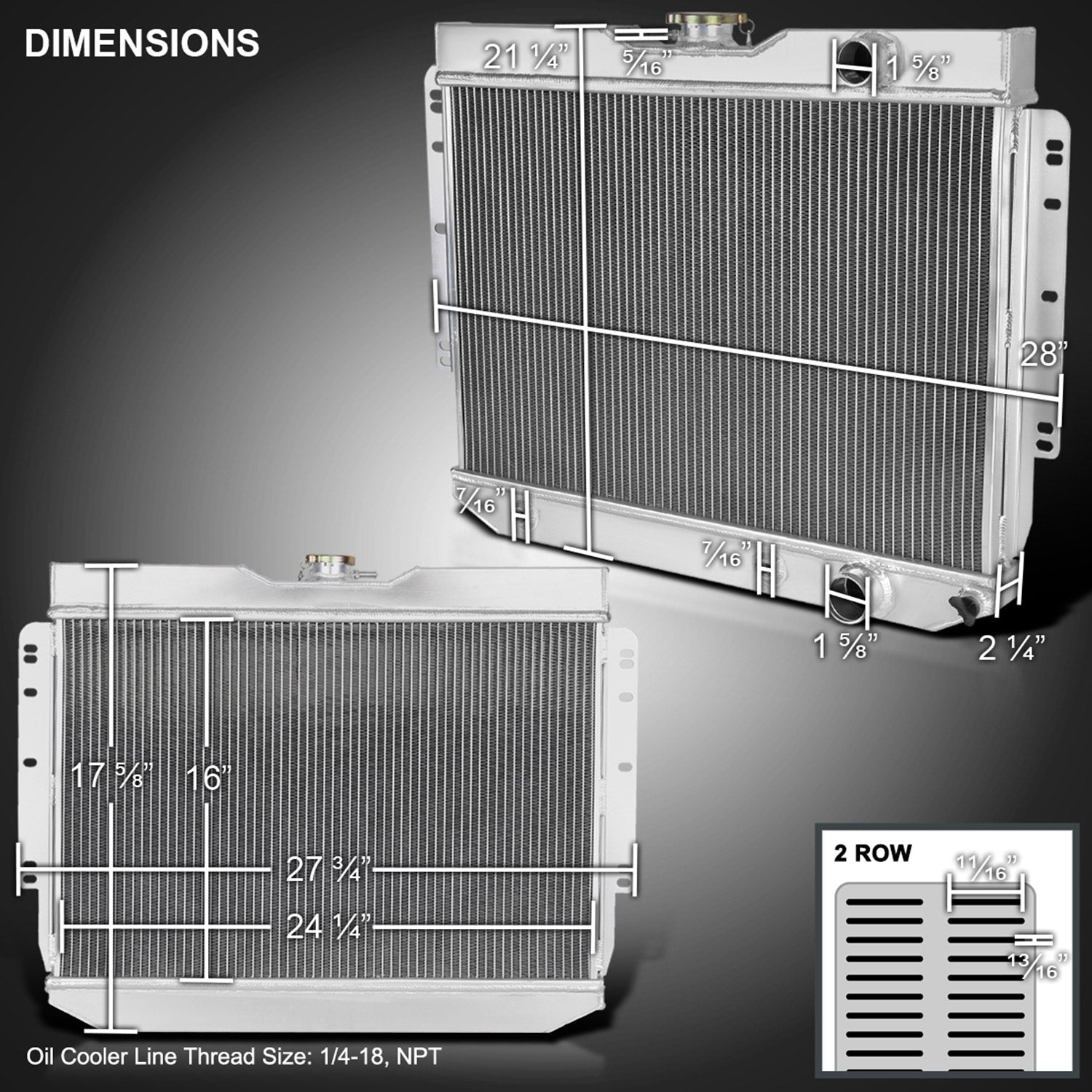 1959-1965 Chevy Impala Bel Air Chevelle Alu 2-Row Performance Radiator