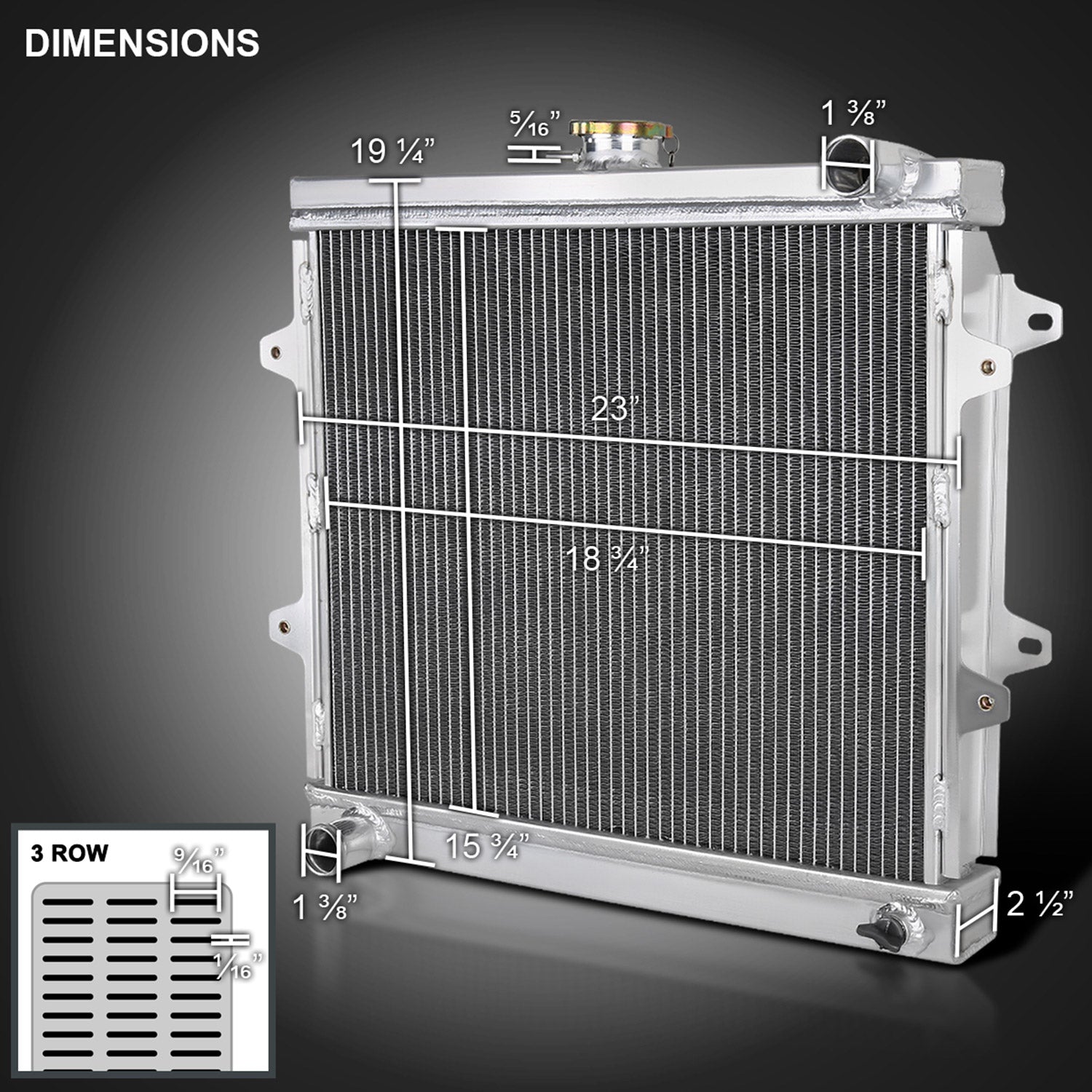 1984-1995 Toyota Pickup 4Runner 2.4L L4 Alu 3-Row Performance Radiator
