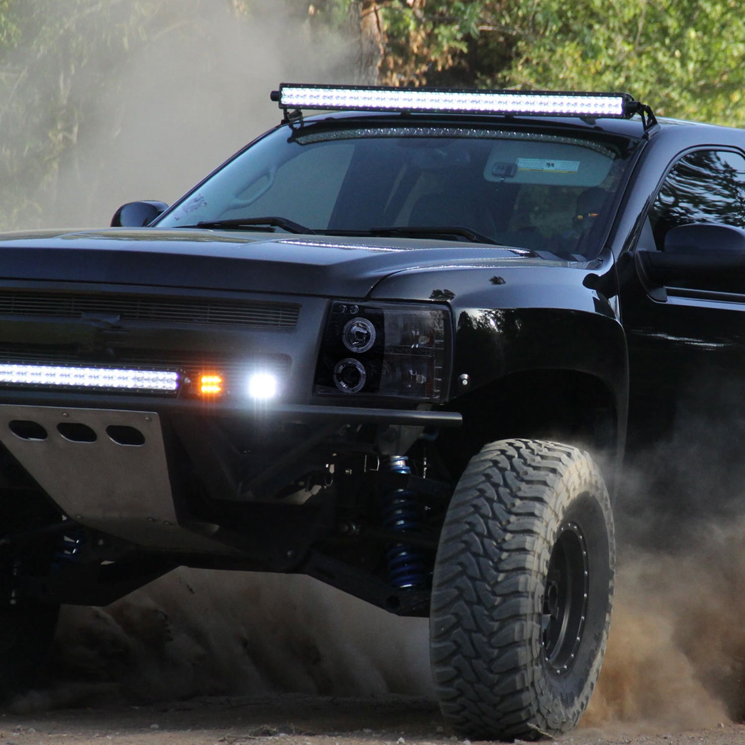 2007-2013 Chevy Silverado 1500 2500HD 3500HD Dual Halo Headlights Black