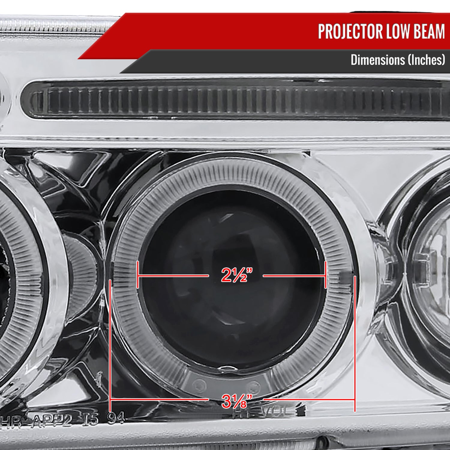 1994-2001 Dodge RAM 1500 2500 3500 Dual Halo Projector Headlights Chrome/Clear