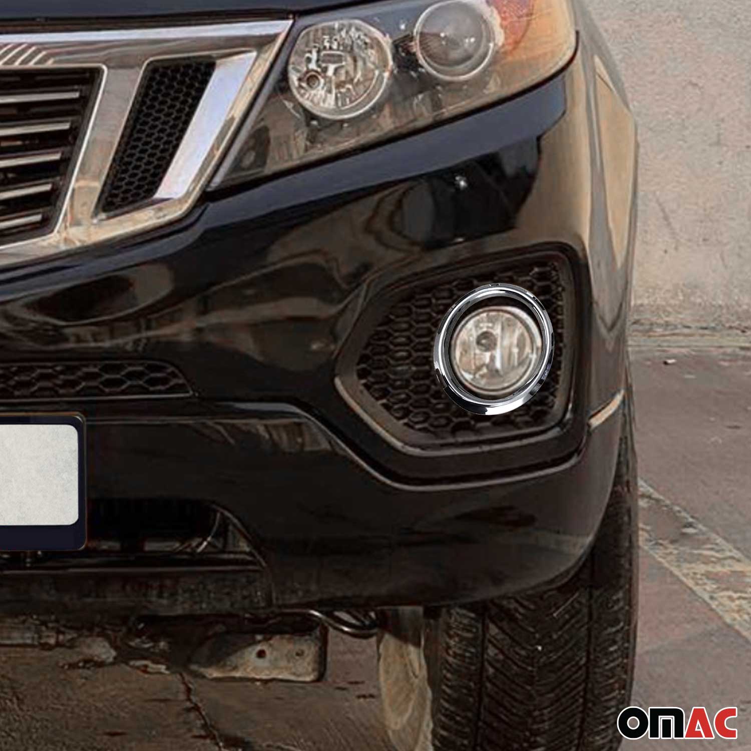 2011-2013 Kia Sorento Fog Light Lamp Bezel Cover Stainless Steel Silver 2 Pcs