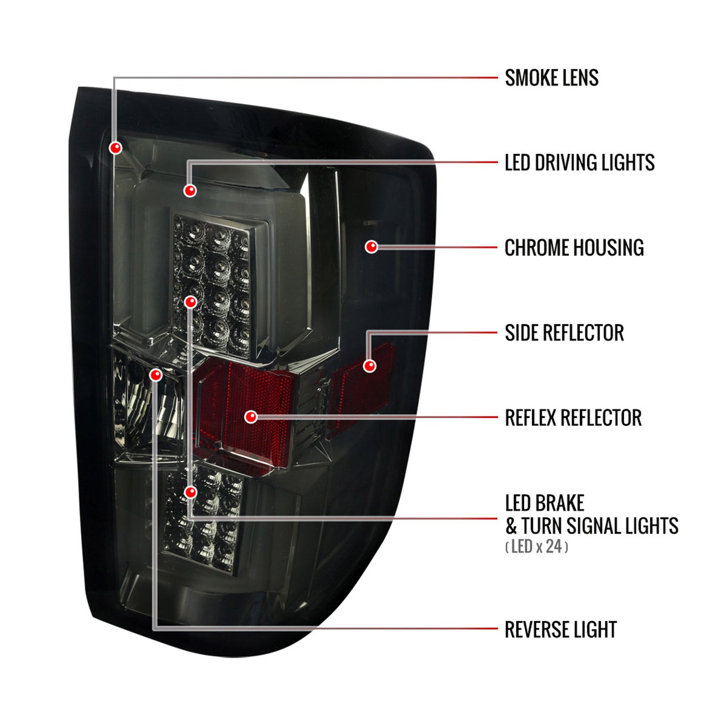 2014-2018 Chevy Silverado 1500 2500HD/Sierra 3500HD LED Tail Lights Smoke