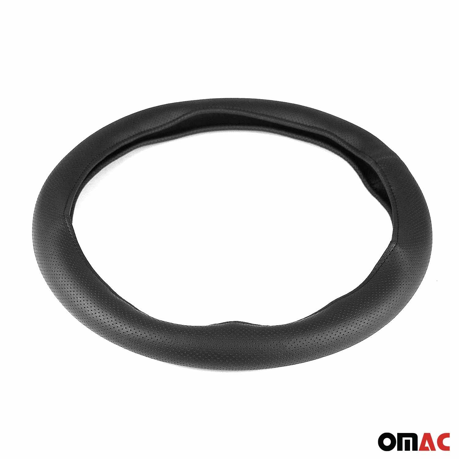 14.5-15.5’’ Steering Wheel Cover Black Dotted Leather Anti-slip Breathable