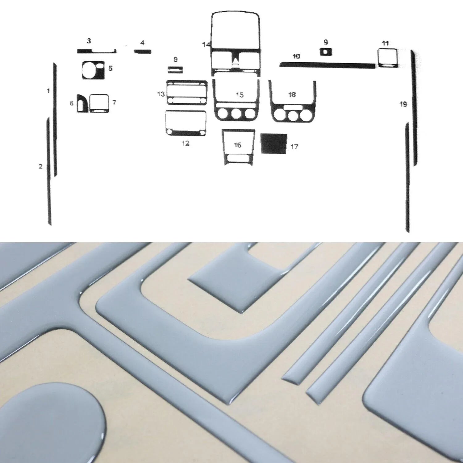 2006-2009 Volkswagen Rabbit Aluminium Look Dashboard Console Trim Kit