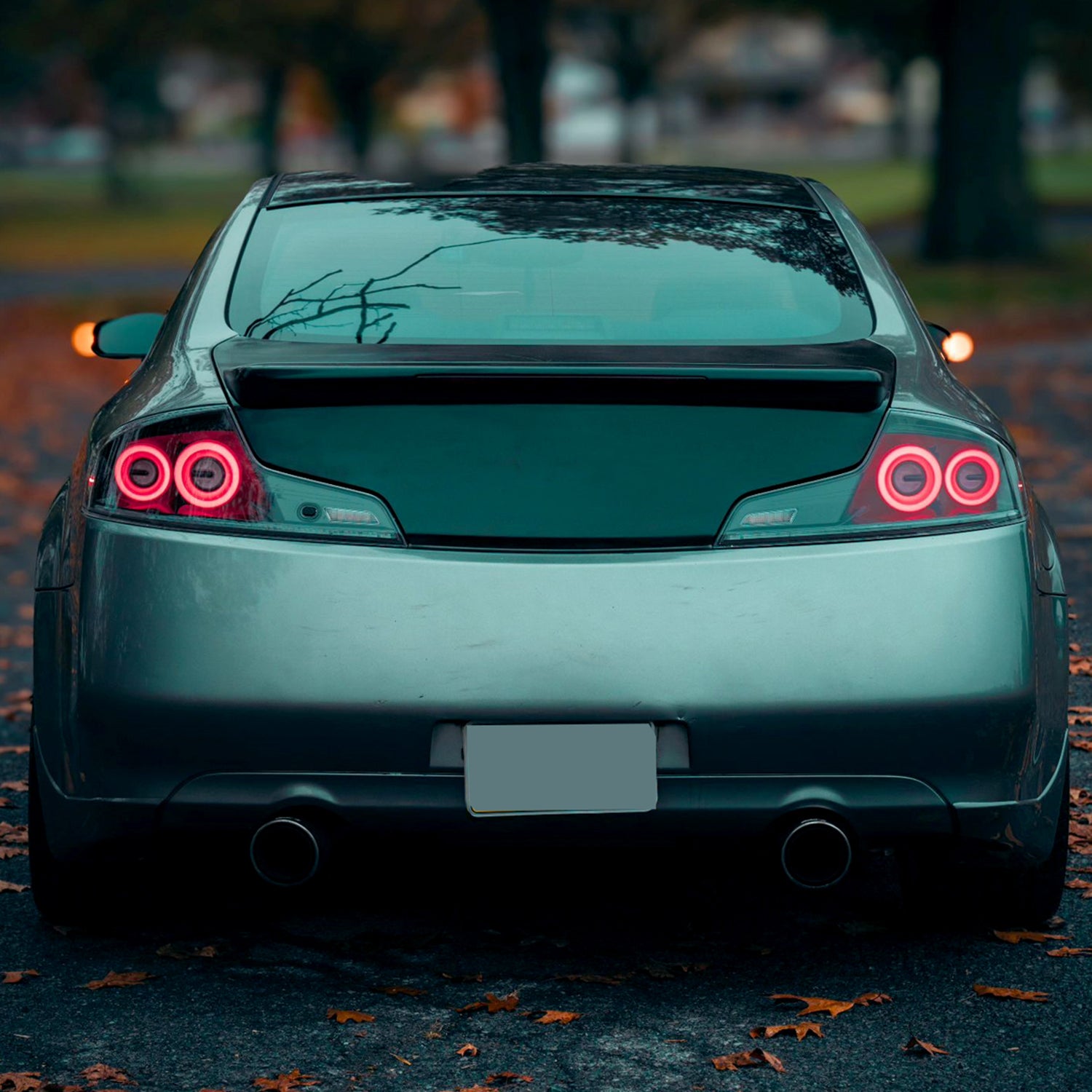 2003-2007 Infiniti G35 Coupe Red LED Halo Signal Tail Lights Glossy Black