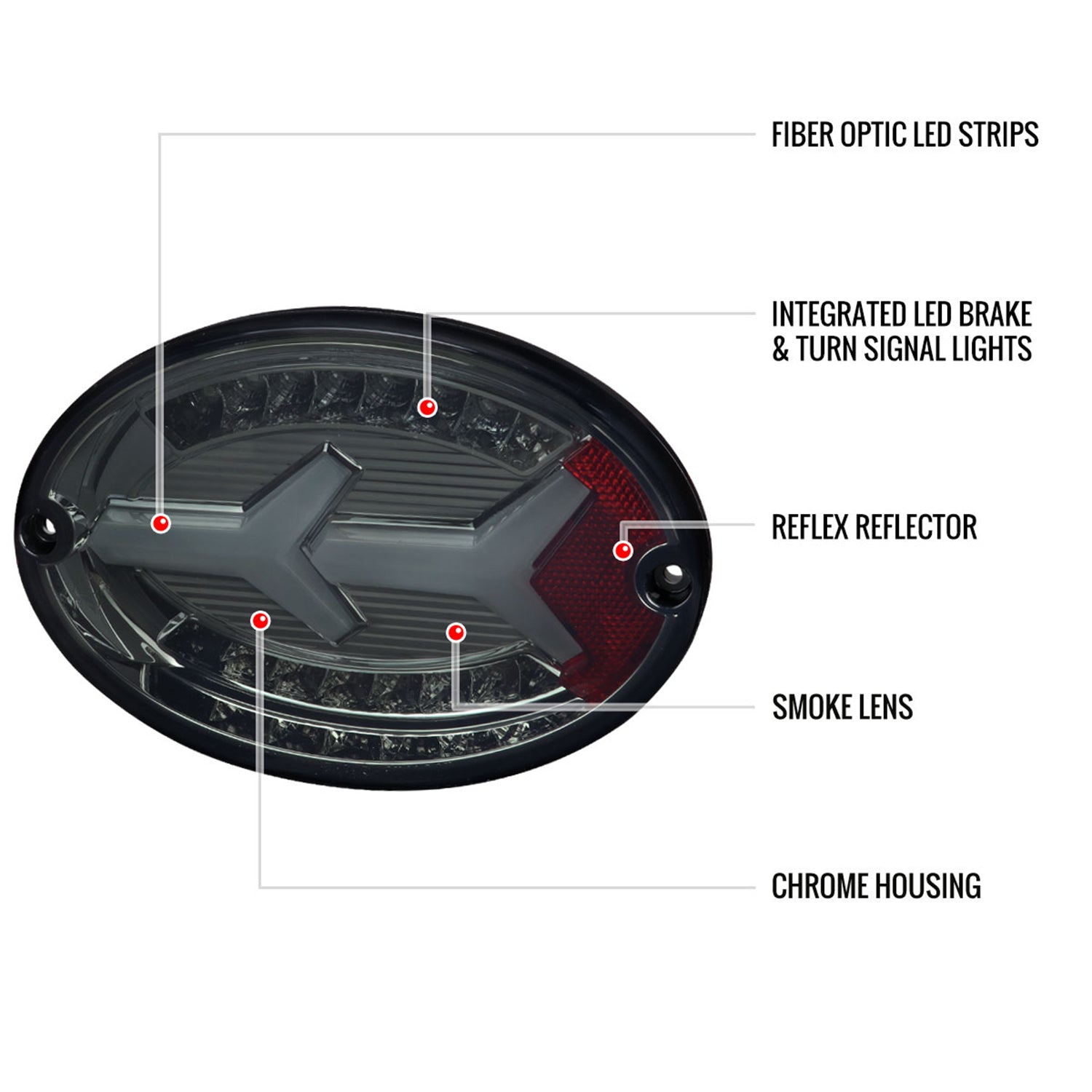 1997-2004 Chevy Corvette C5 4 PC White LED Bar Tail Lights Chrome/Dark Smoke