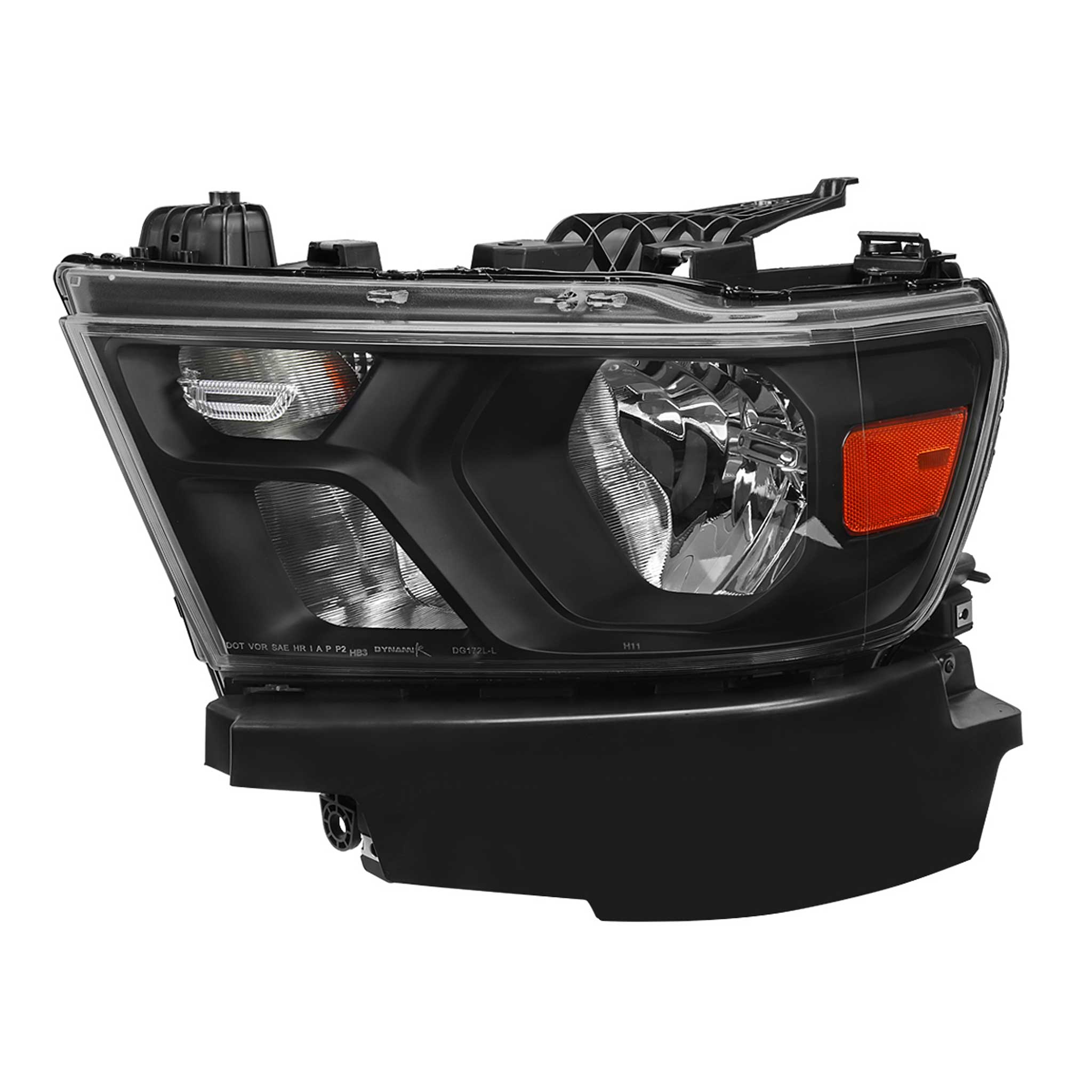 For Dodge RAM 1500 2019-2024 Factory Style Crystal Headlight Driver Side Only Black Housing Clear Lens